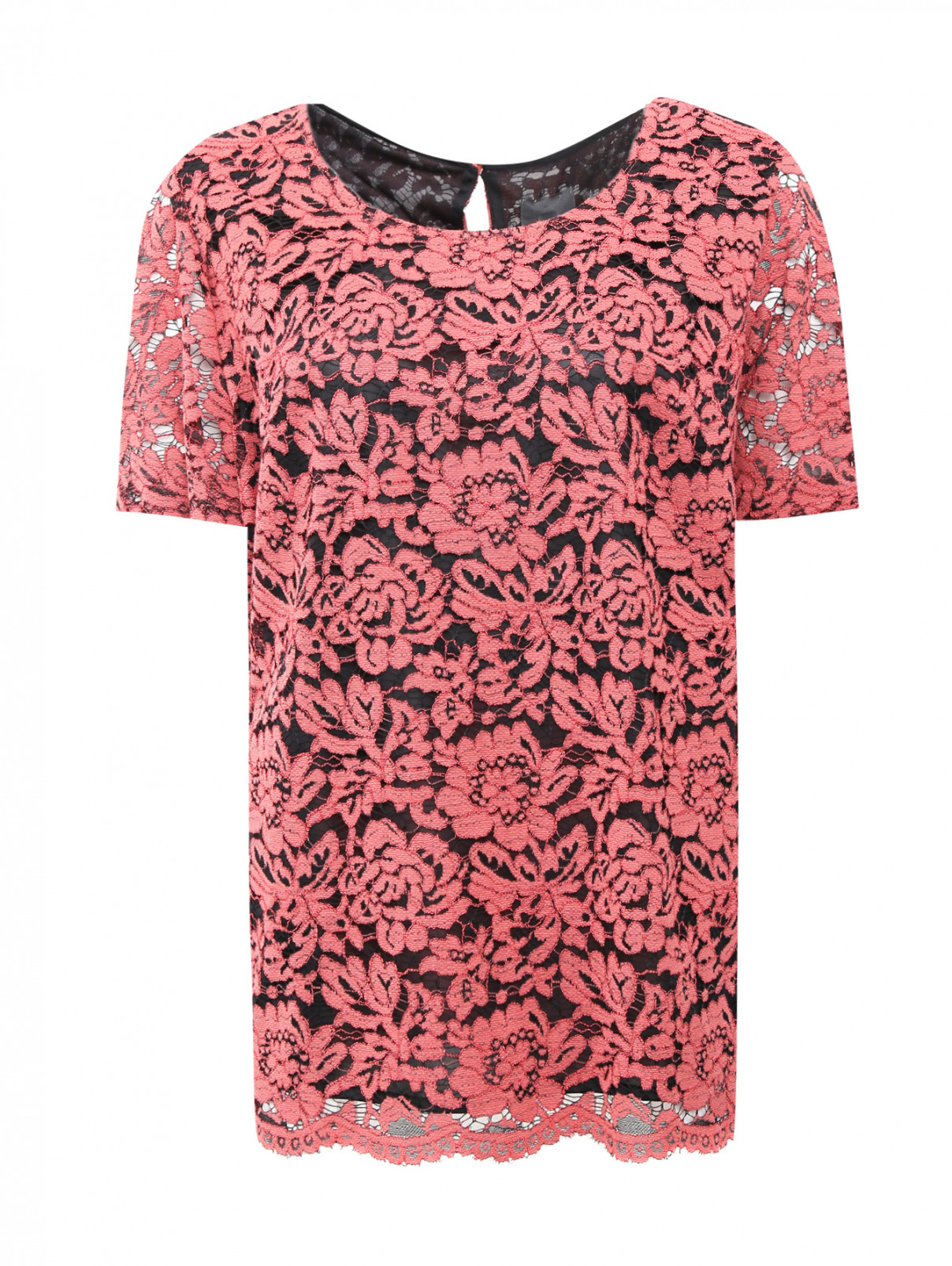 Блуза из гипюра с плиссировкой Persona by Marina Rinaldi  –  Общий вид  – Цвет:  Красный
