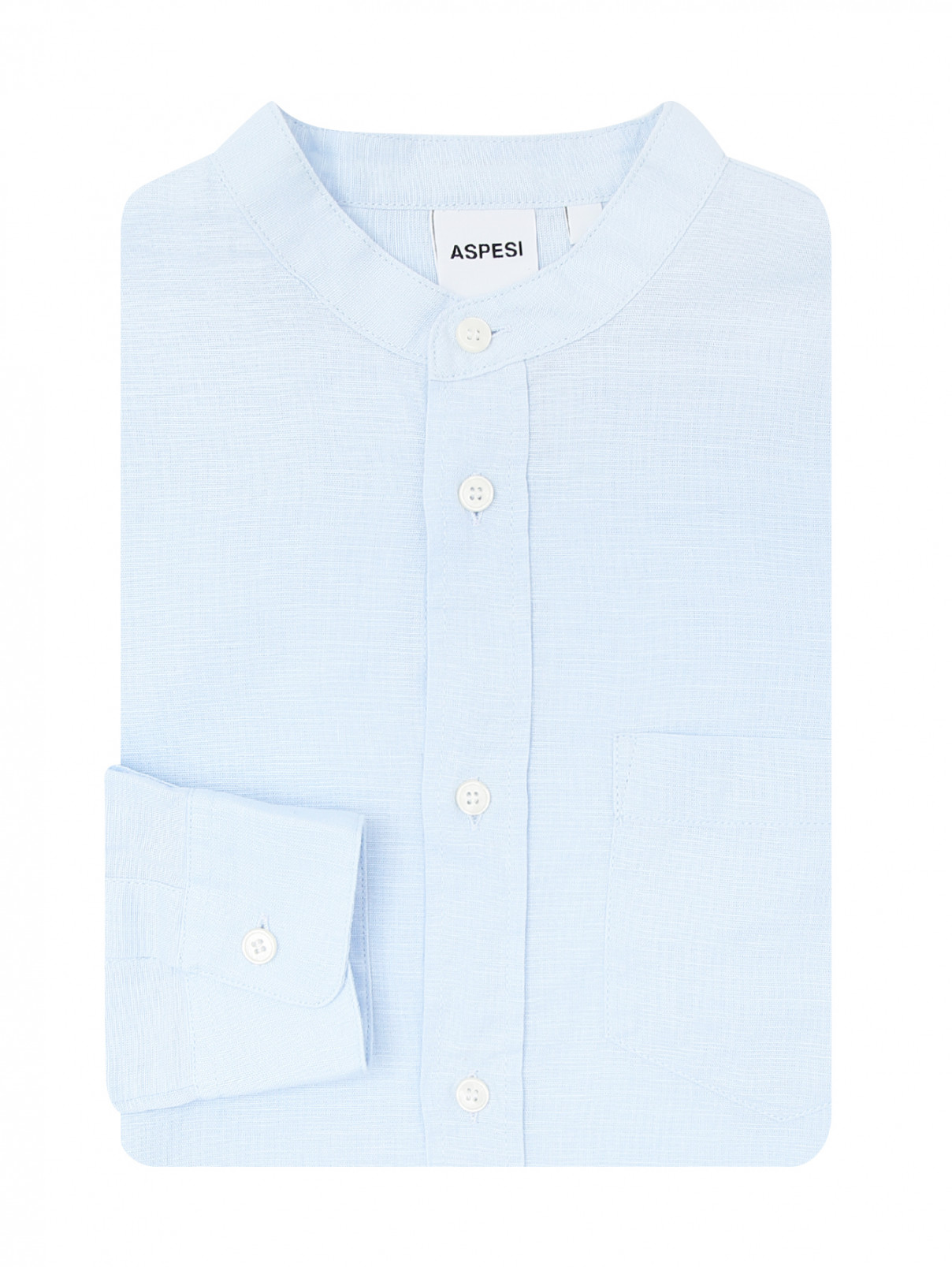 Однотонная рубашка с длинным рукавом Aspesi  –  Общий вид  – Цвет:  Синий