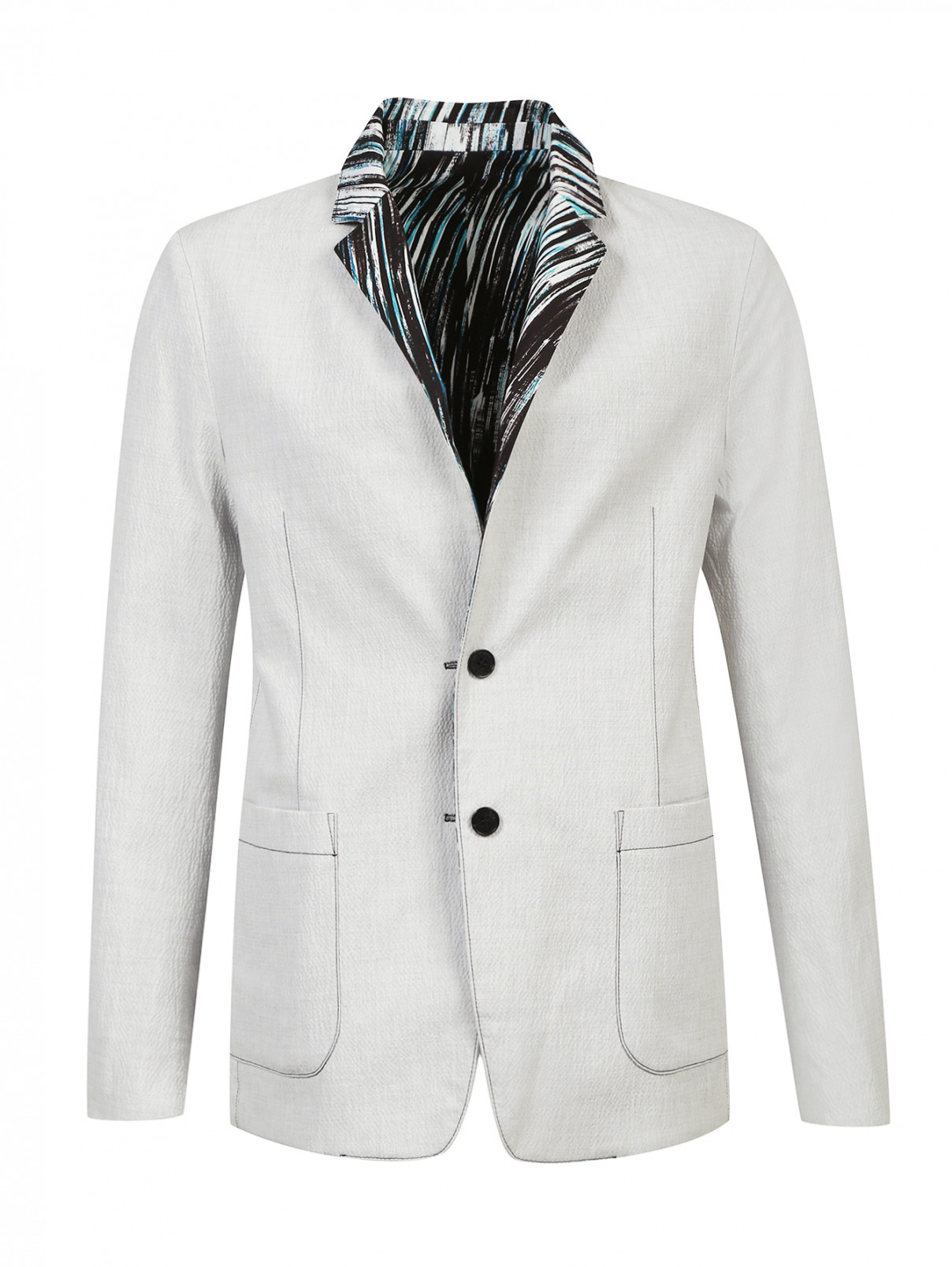 Пиджак двусторонний из хлопка с узором Kenzo  –  Общий вид  – Цвет:  Серый