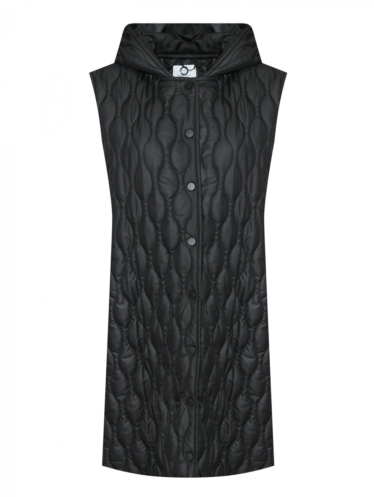 Стеганый удлиненный жилет Marina Rinaldi  –  Общий вид  – Цвет:  Черный
