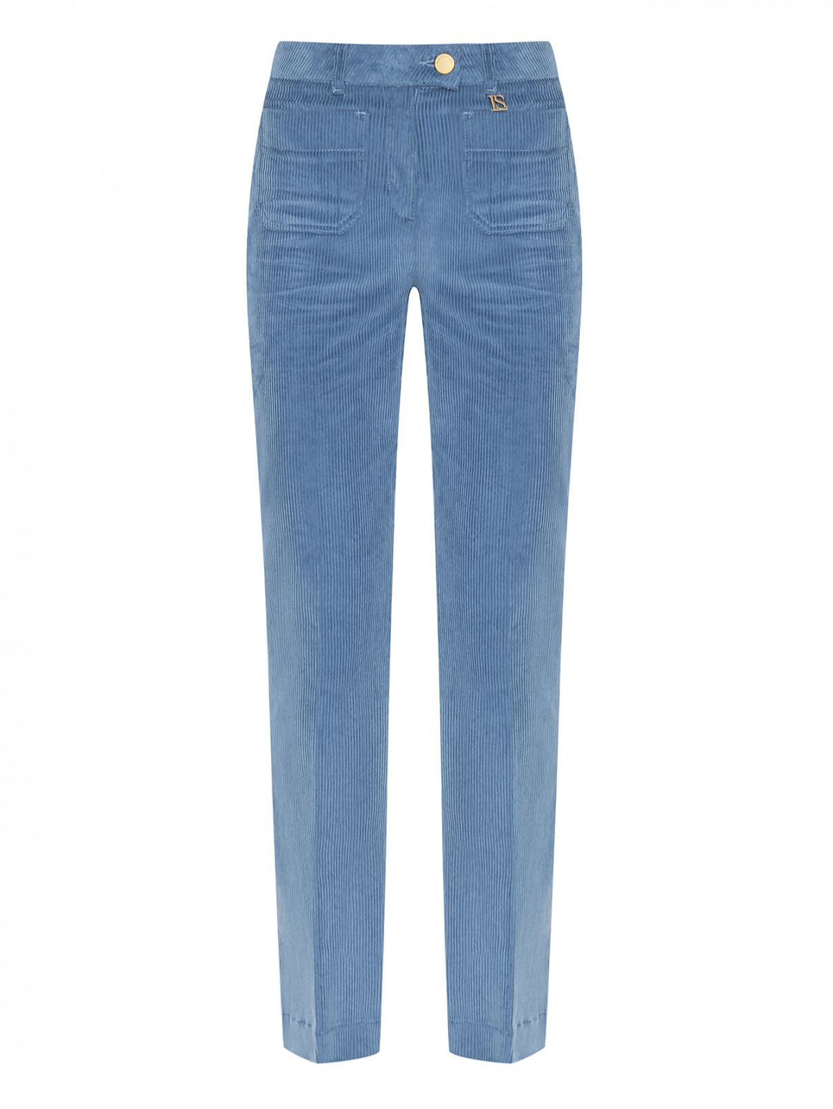Вельветовые брюки из хлопка с карманами Luisa Spagnoli  –  Общий вид  – Цвет:  Синий