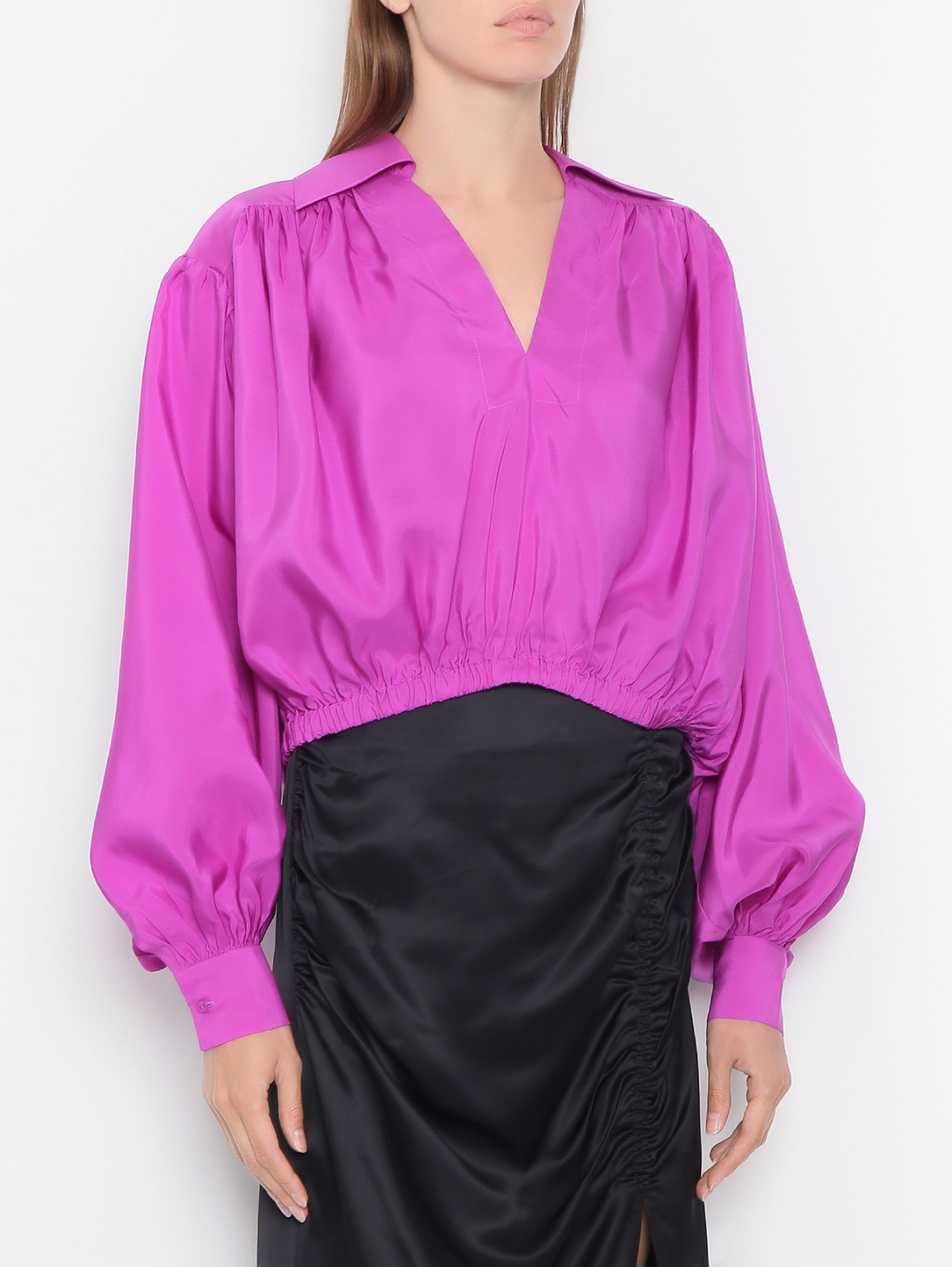 Укороченная блуза из шелка Rohe  –  МодельВерхНиз  – Цвет:  Фиолетовый