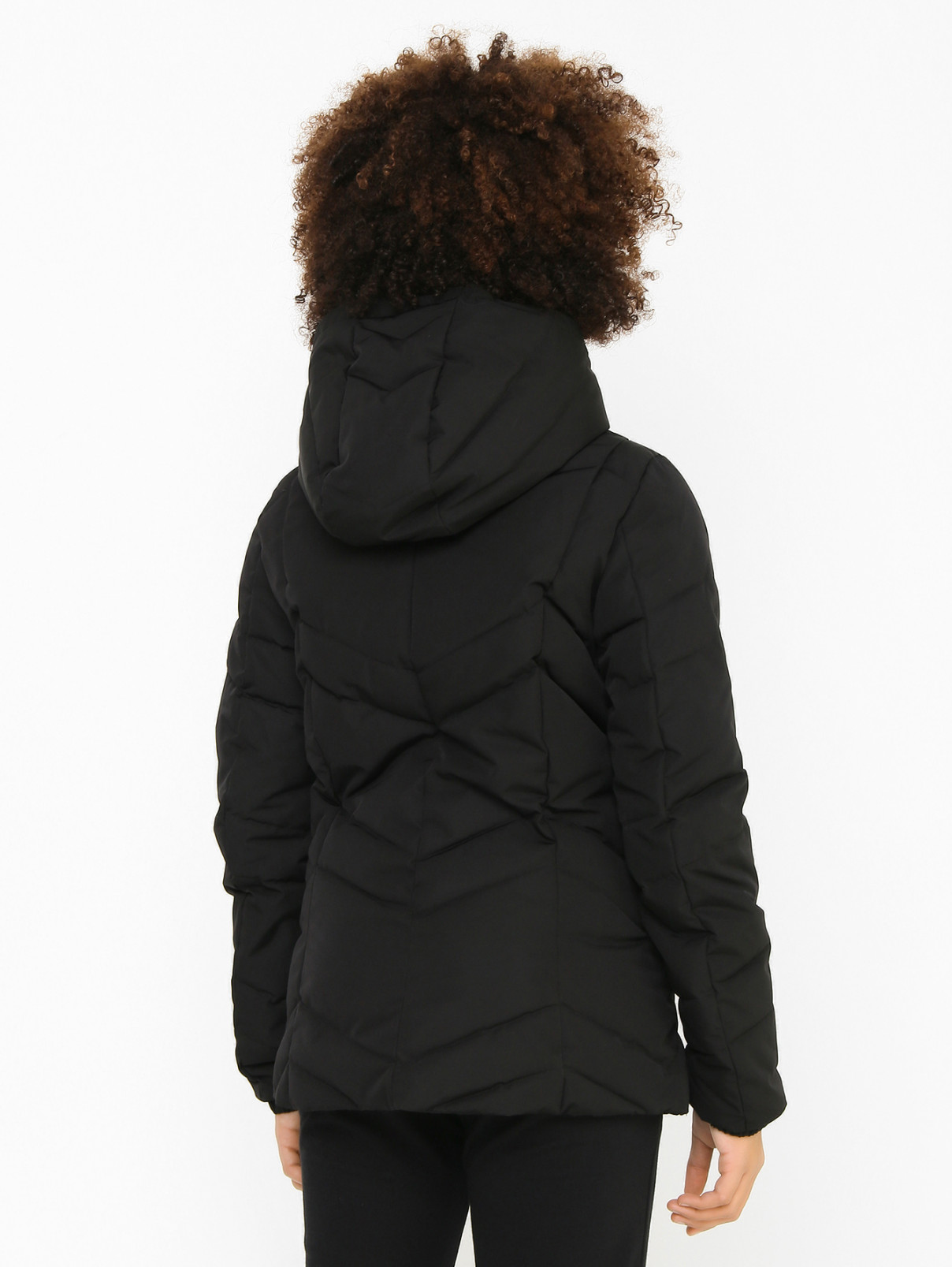 Стеганая куртка с капюшоном EA 7  –  МодельВерхНиз1  – Цвет:  Черный
