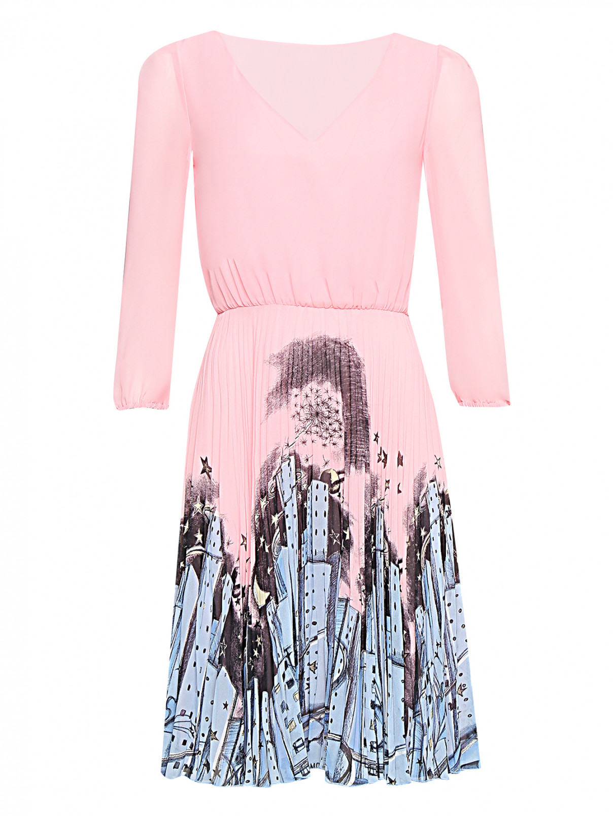 Платье-миди с узором BOUTIQUE MOSCHINO  –  Общий вид  – Цвет:  Розовый