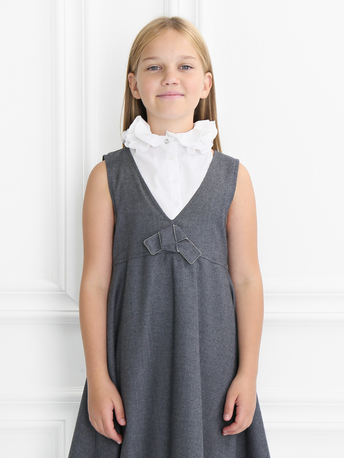 Манишка из хлопка с оборками Aletta Couture  –  Модель Верх-Низ  – Цвет:  Белый