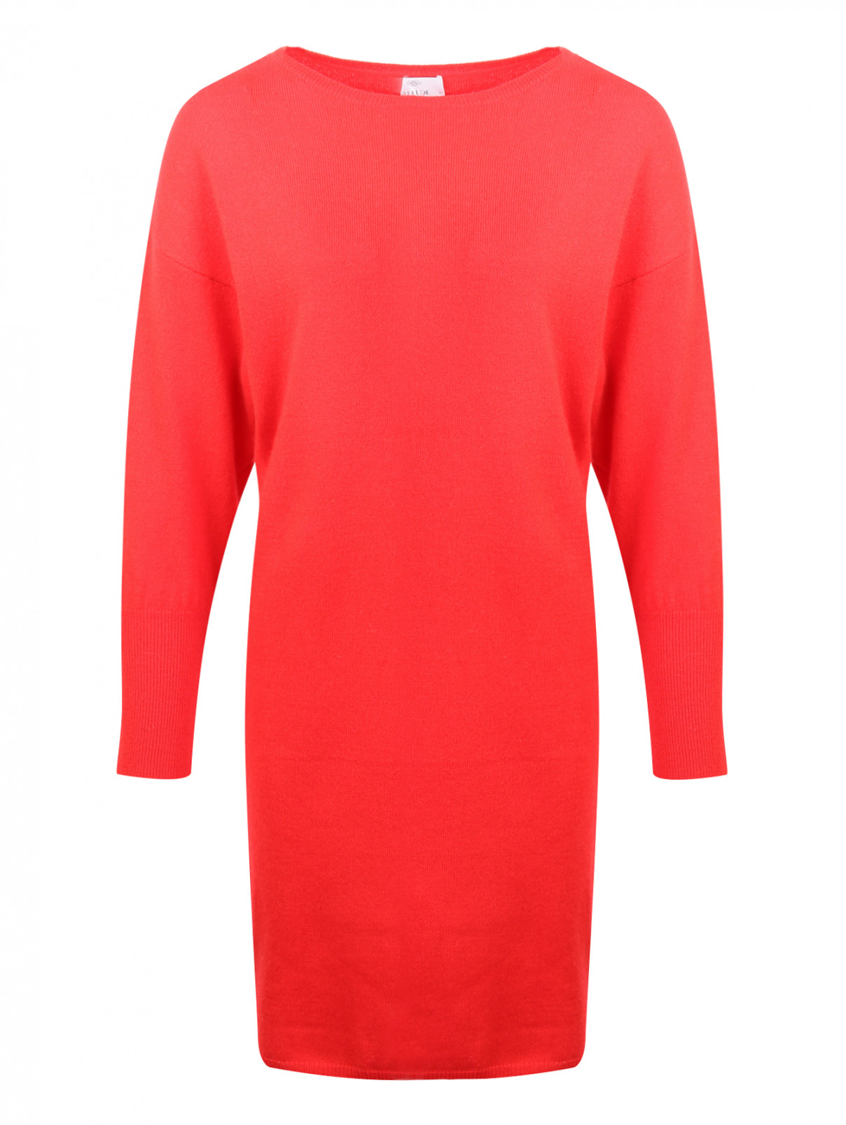 Платье трикотажное из шерсти и кашемира ALLUDE CASHMERE  –  Общий вид  – Цвет:  Красный