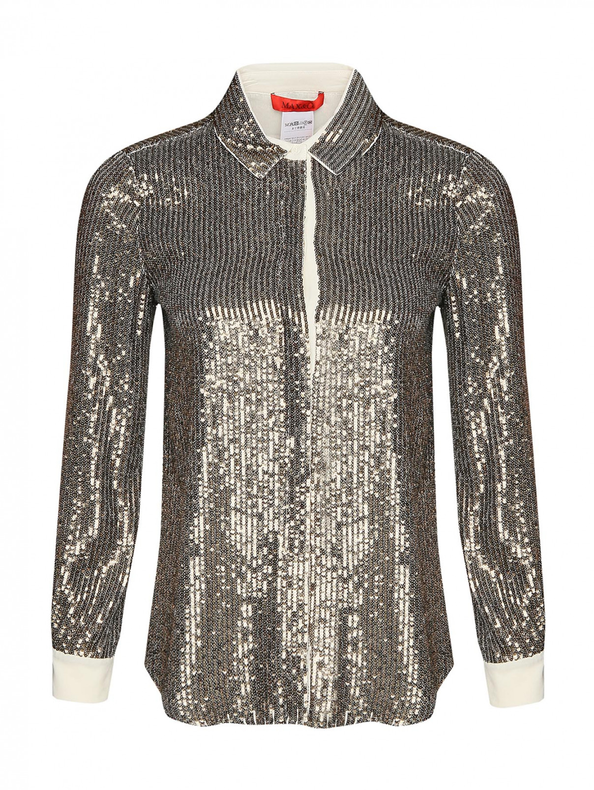 Блуза из вискозы в пайетках Max&Co  –  Общий вид  – Цвет:  Металлик