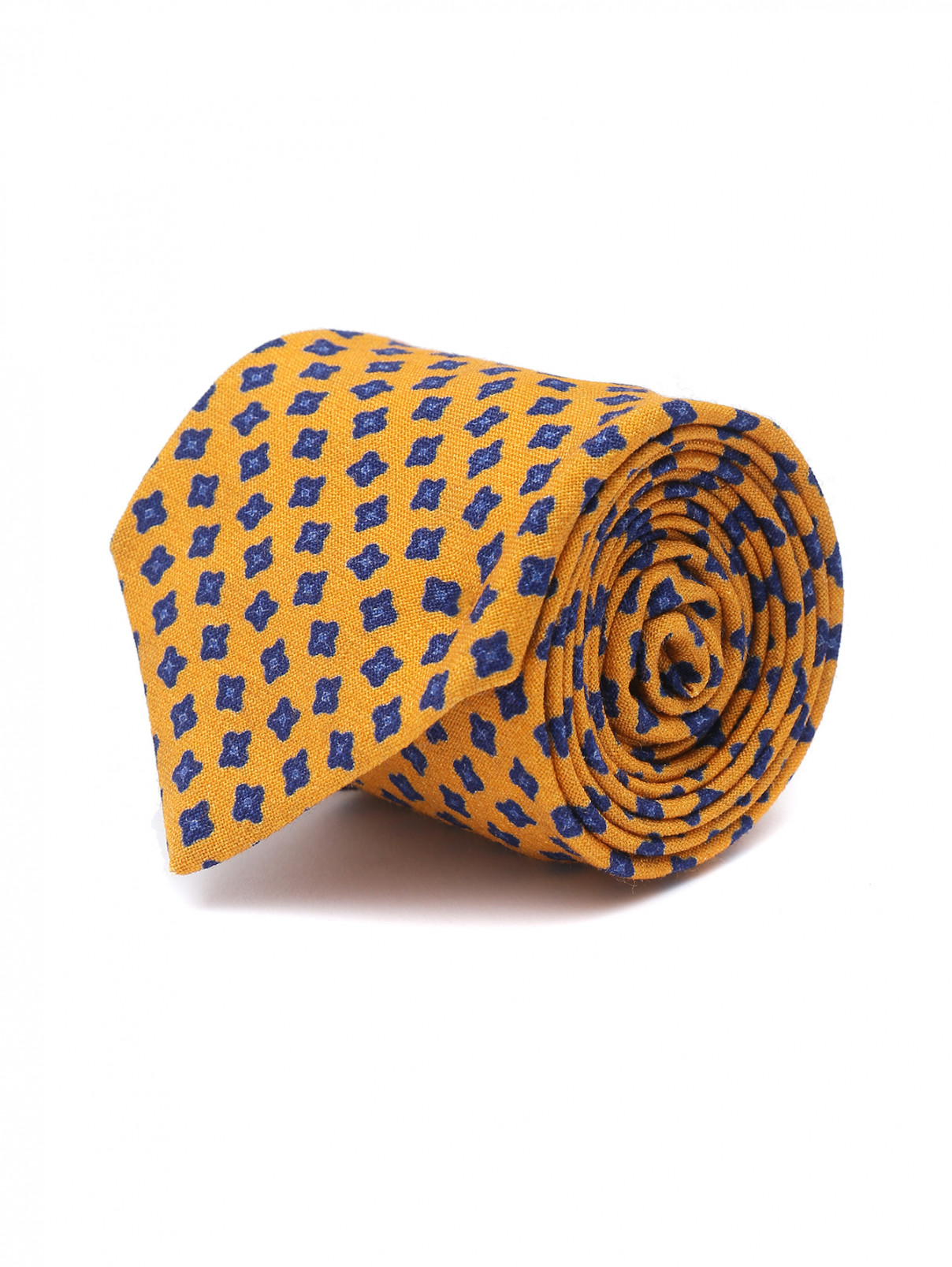 Галстук из шелка с узором Borrelli  –  Общий вид  – Цвет:  Оранжевый