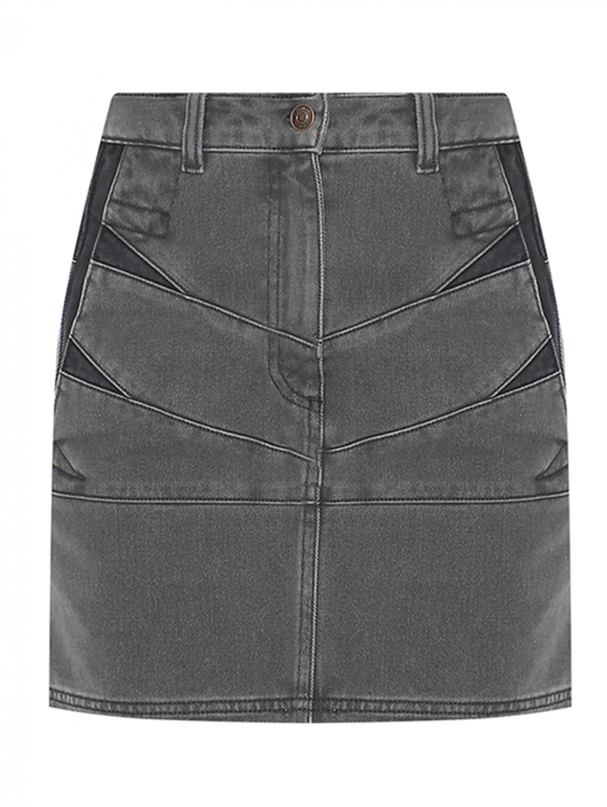 Джинсовая юбка-мини с карманами Kenzo  –  Общий вид  – Цвет:  Серый