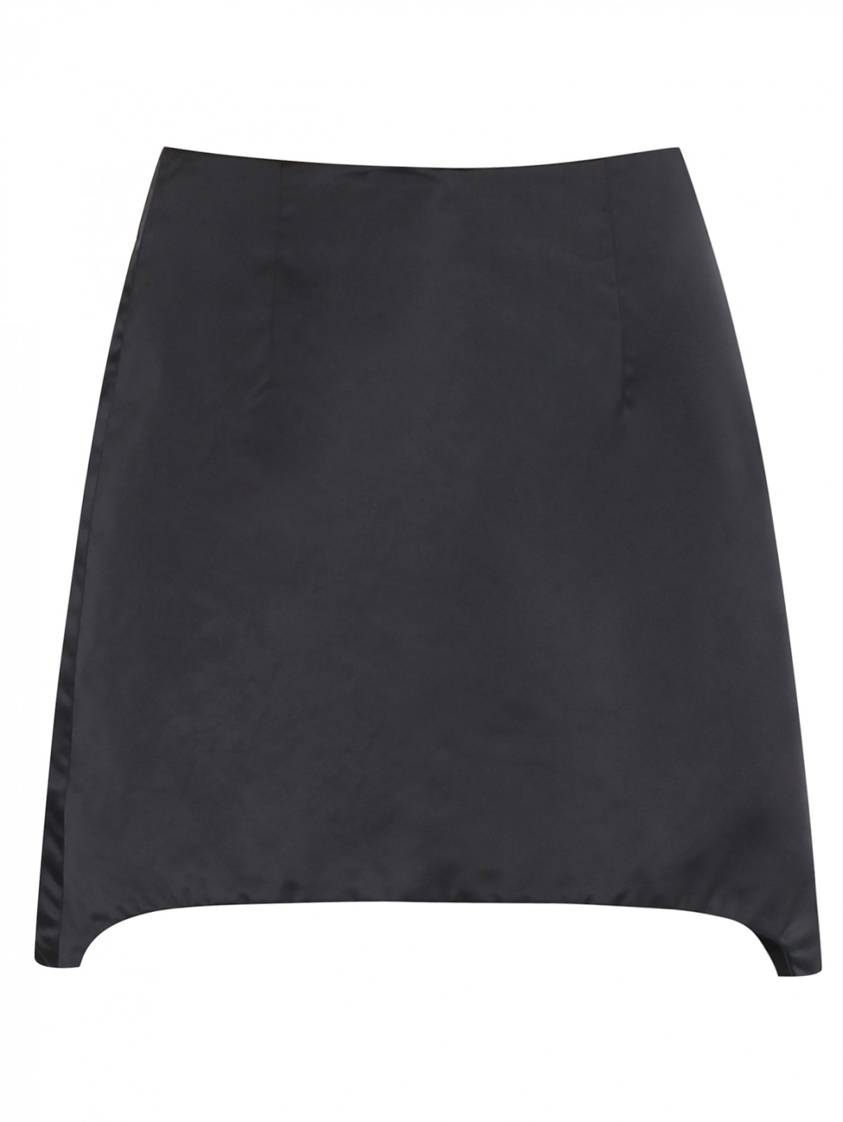 Юбка-мини из фактурной ткани с блеском Helmut Lang  –  Общий вид  – Цвет:  Черный