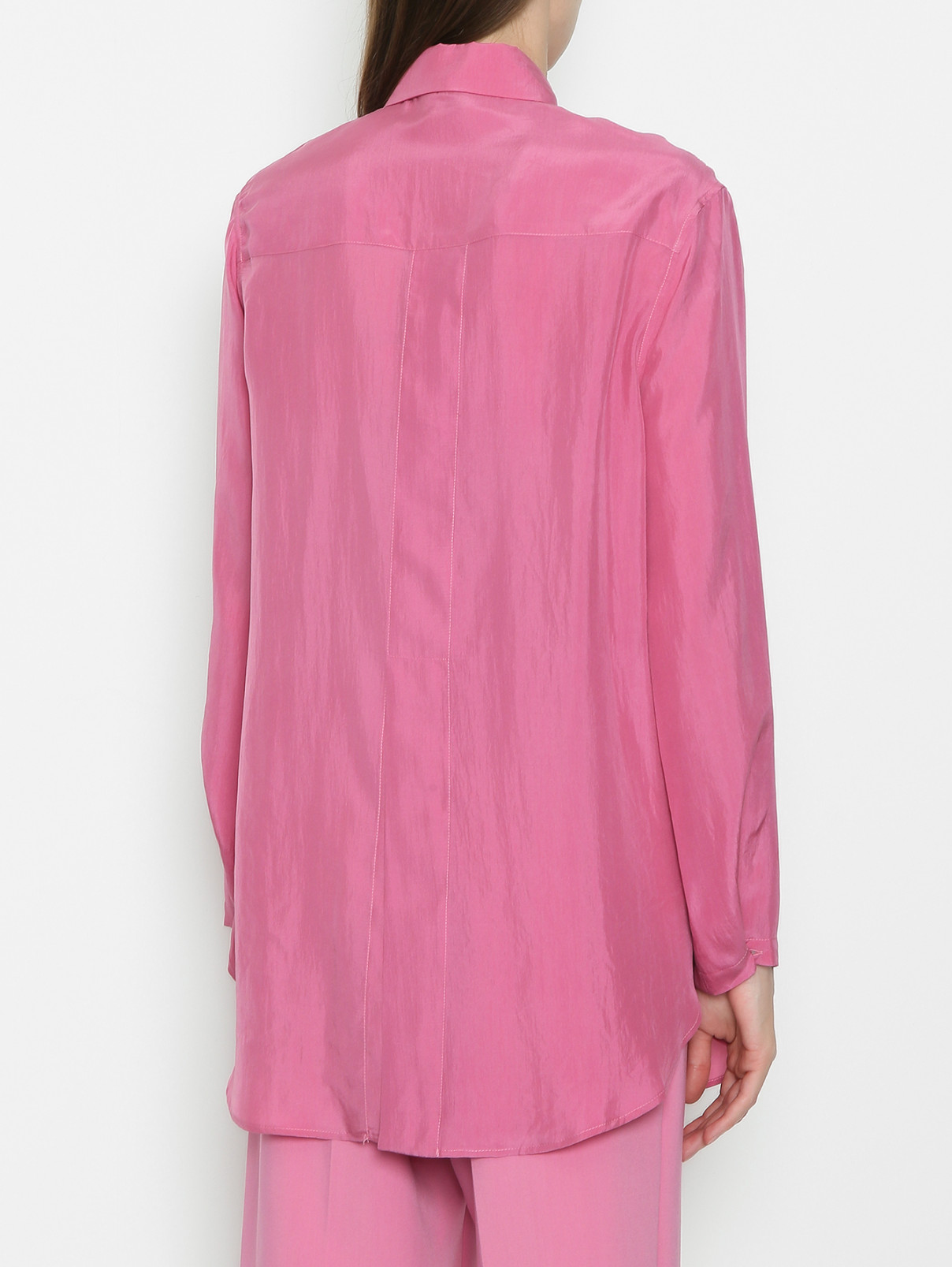 Рубашка из шелка на пуговицах Alysi  –  МодельВерхНиз1  – Цвет:  Розовый