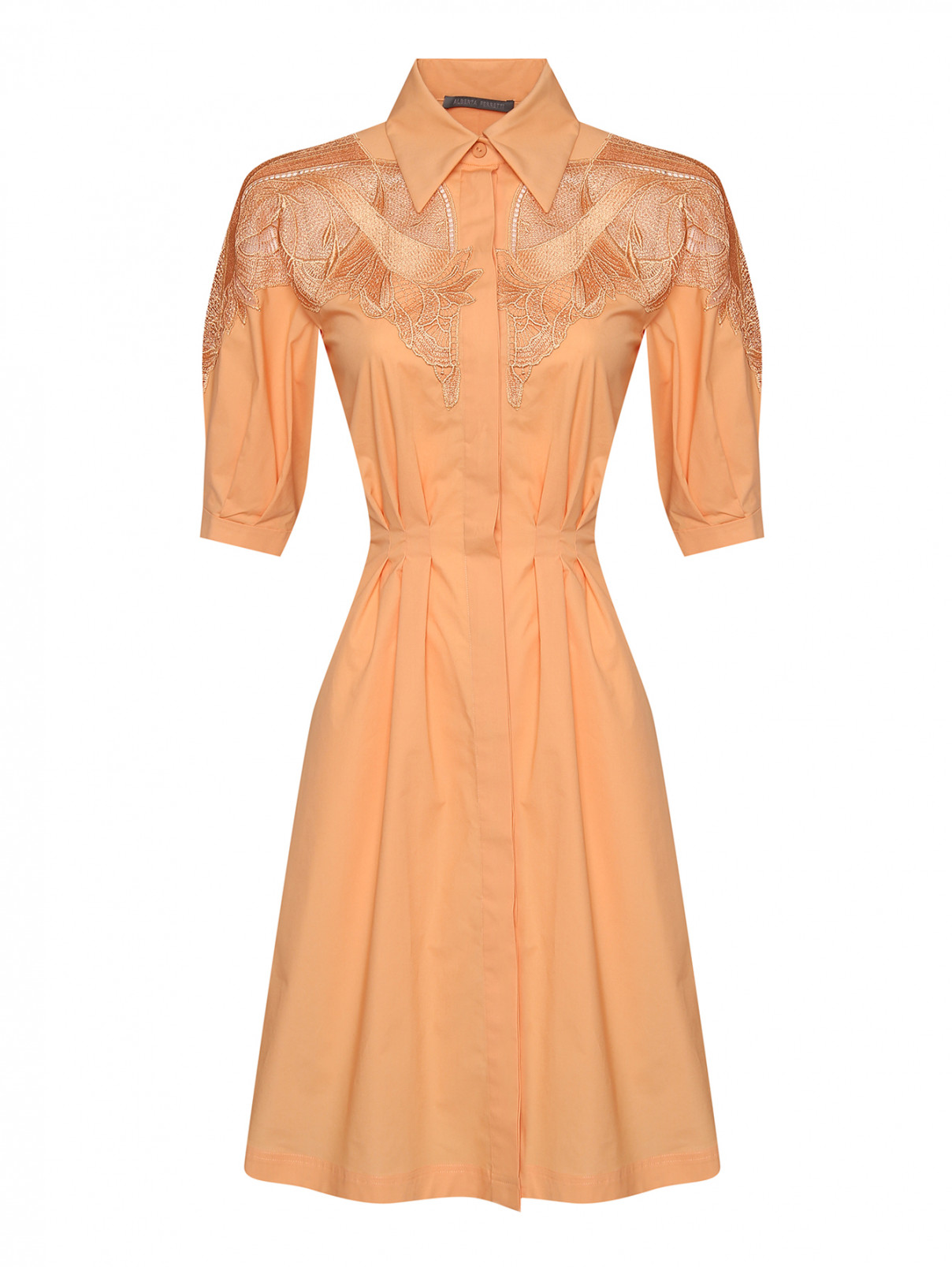 Платье из хлопка с кружевной отделкой Alberta Ferretti  –  Общий вид  – Цвет:  Розовый