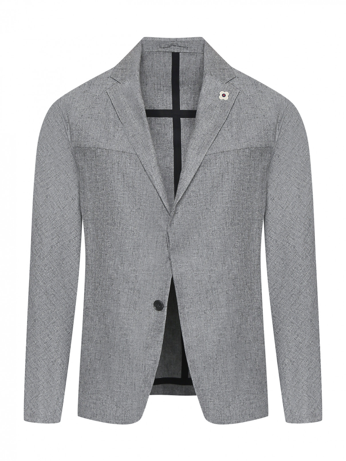 Пиджак изо льна с узором LARDINI  –  Общий вид  – Цвет:  Серый