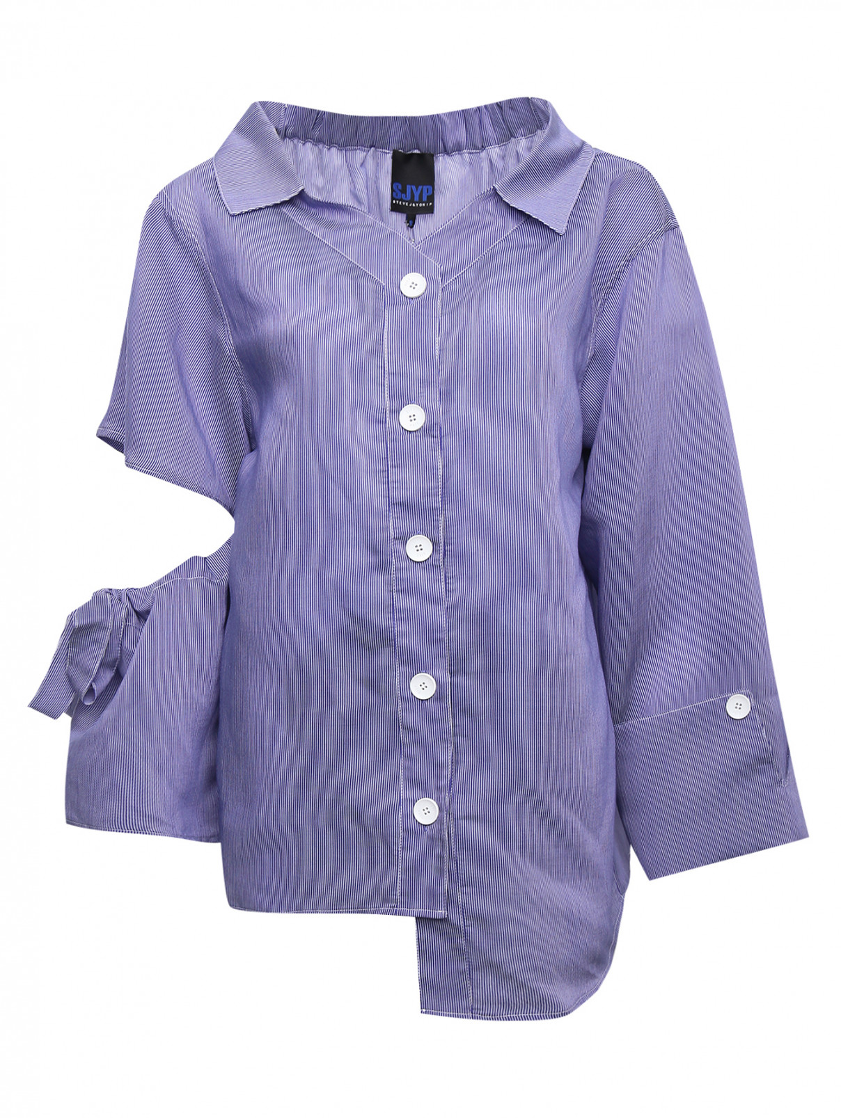 Блуза в полоску асимметричного кроя Sjyp  –  Общий вид  – Цвет:  Синий