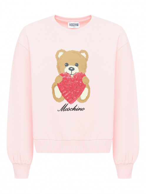 Свитшот из хлопка с принтом Moschino - Общий вид