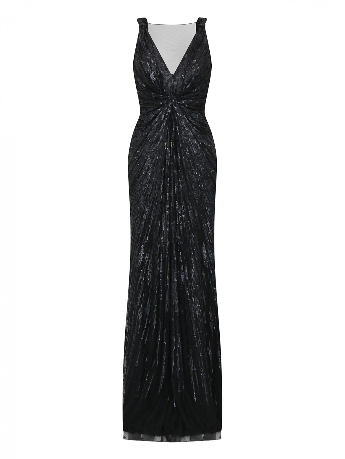 Платье-макси декорированное пайетками Rosa Clara  –  Общий вид  – Цвет:  Черный