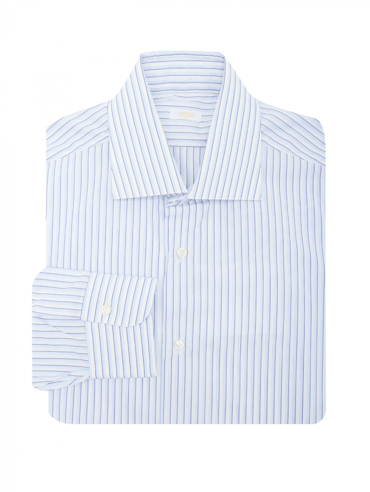 Рубашка из хлопка с узором "полоска" Barba Napoli  –  Общий вид  – Цвет:  Белый