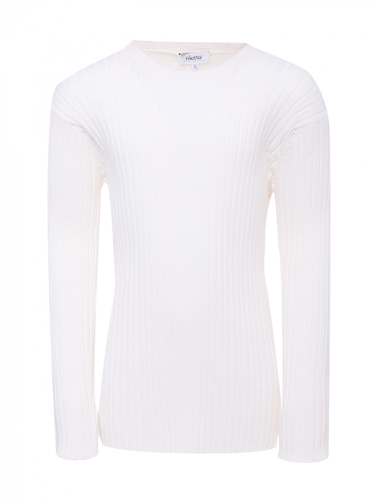 Джемпер в "рубчик" с круглым вырезом Aletta Couture  –  Общий вид  – Цвет:  Белый