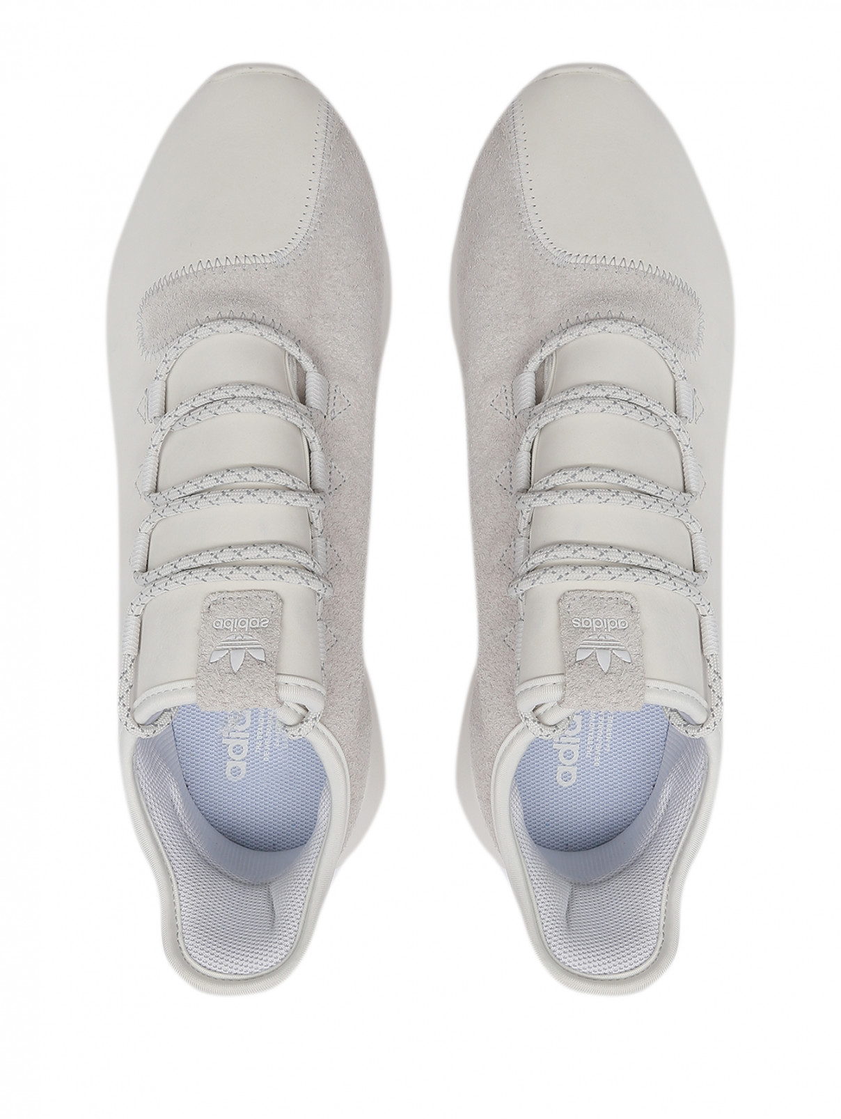 Комбинированные кроссовки из кожи Adidas Originals  –  Обтравка4  – Цвет:  Белый