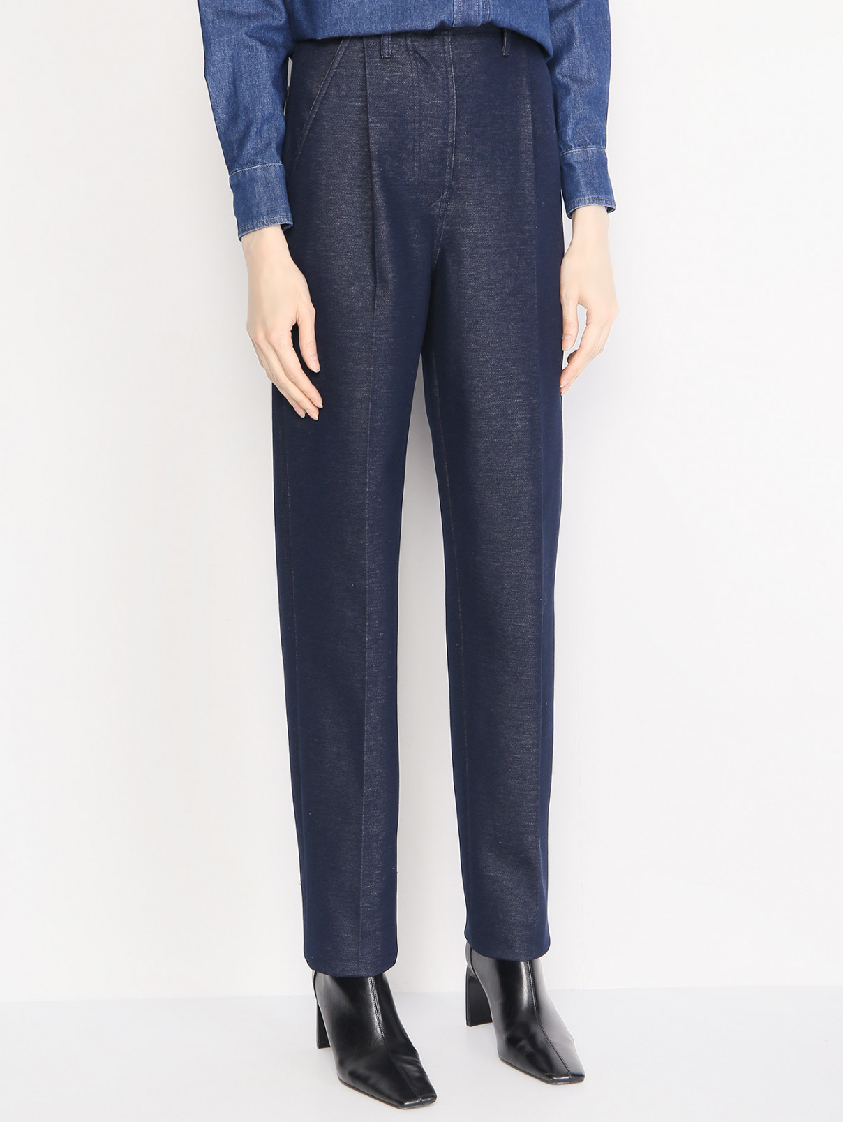 Брюки из хлопка Max Mara  –  МодельВерхНиз  – Цвет:  Синий
