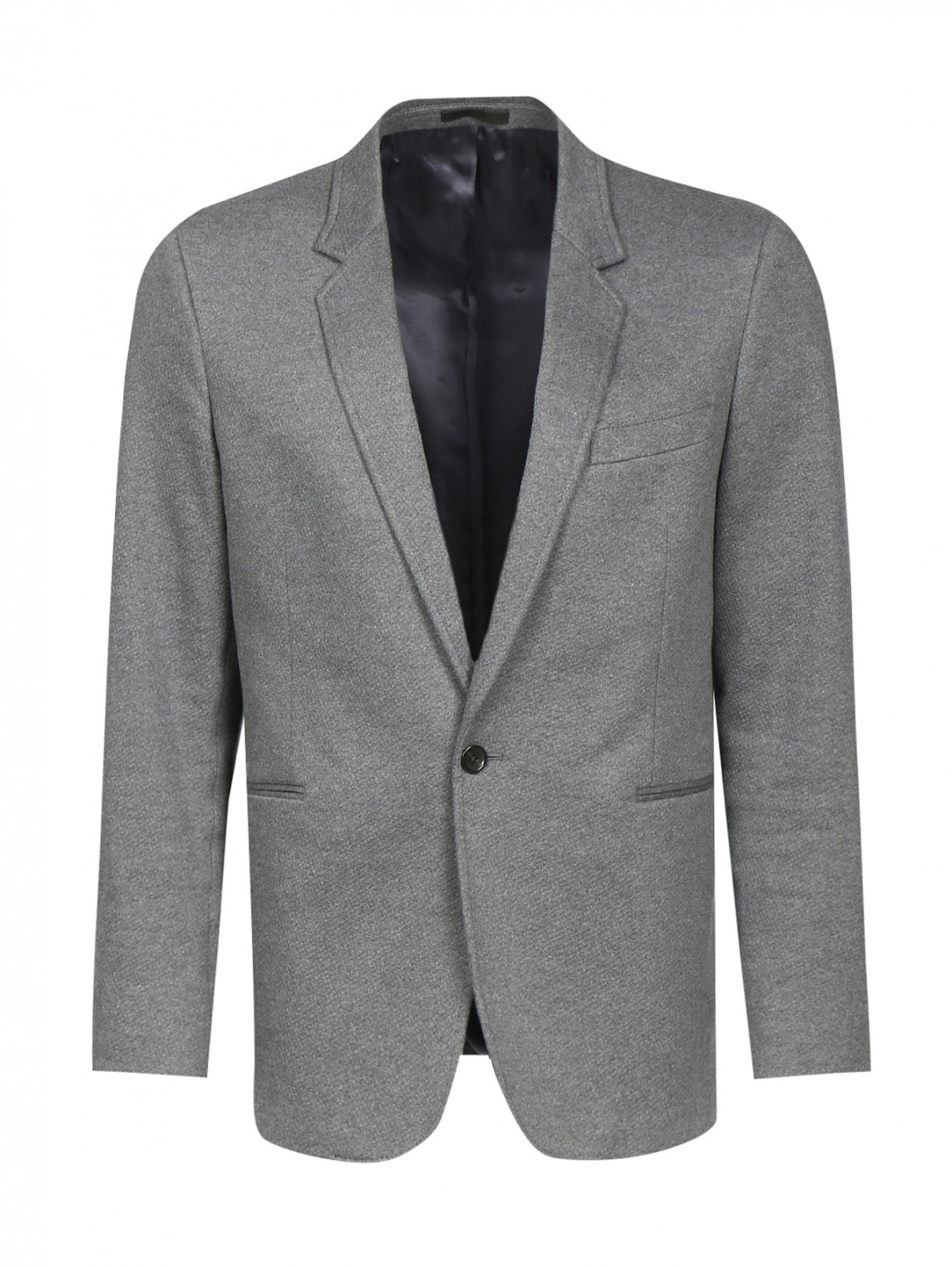 Пиджак однобортный из хлопка Paul Smith  –  Общий вид  – Цвет:  Серый
