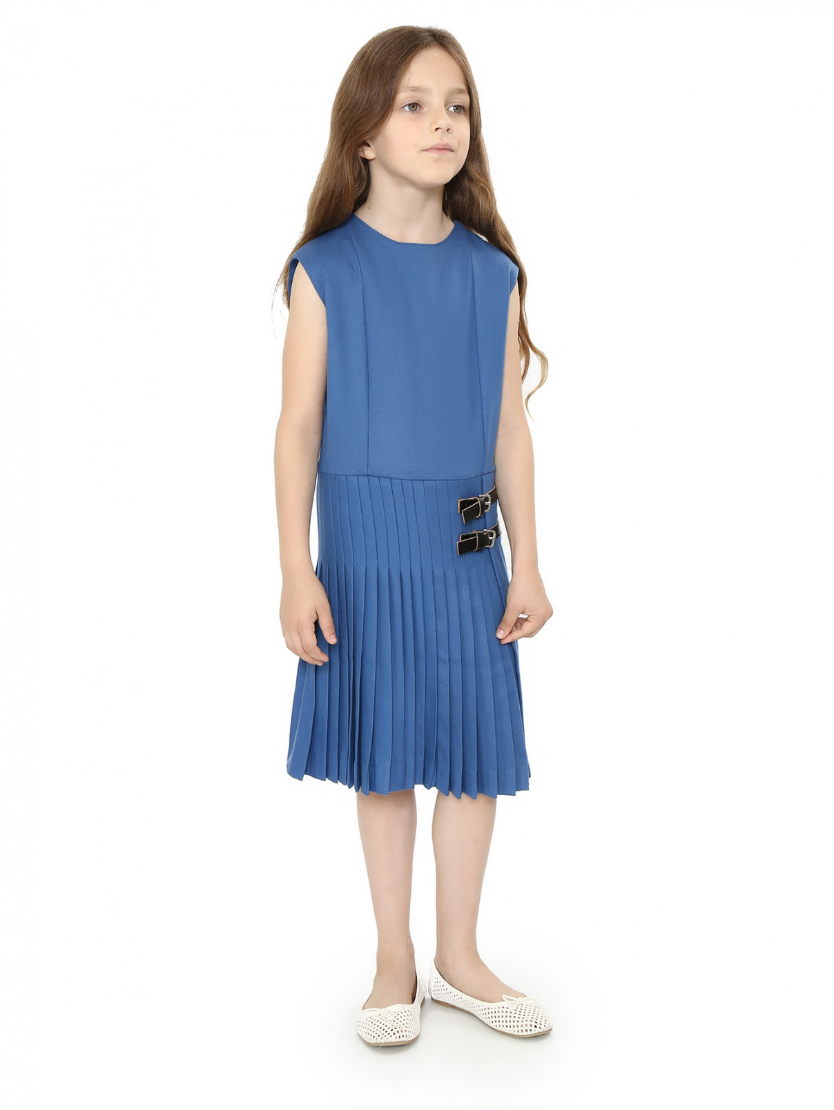 Платье из хлопка прямого фасона без рукавов Marni  –  Модель Общий вид  – Цвет:  Синий