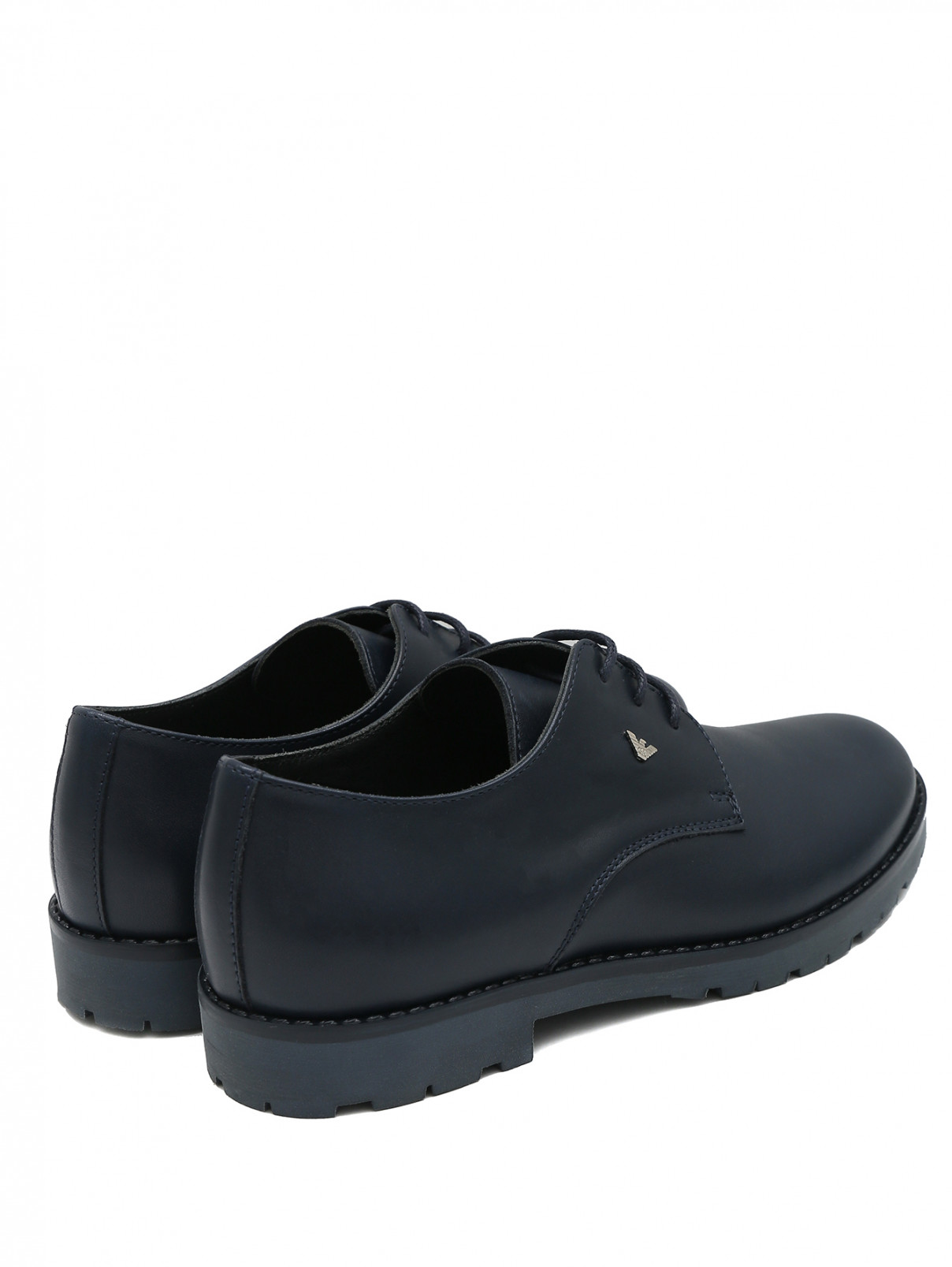 Кожаные полуботинки на шнурках Emporio Armani  –  Обтравка2  – Цвет:  Синий