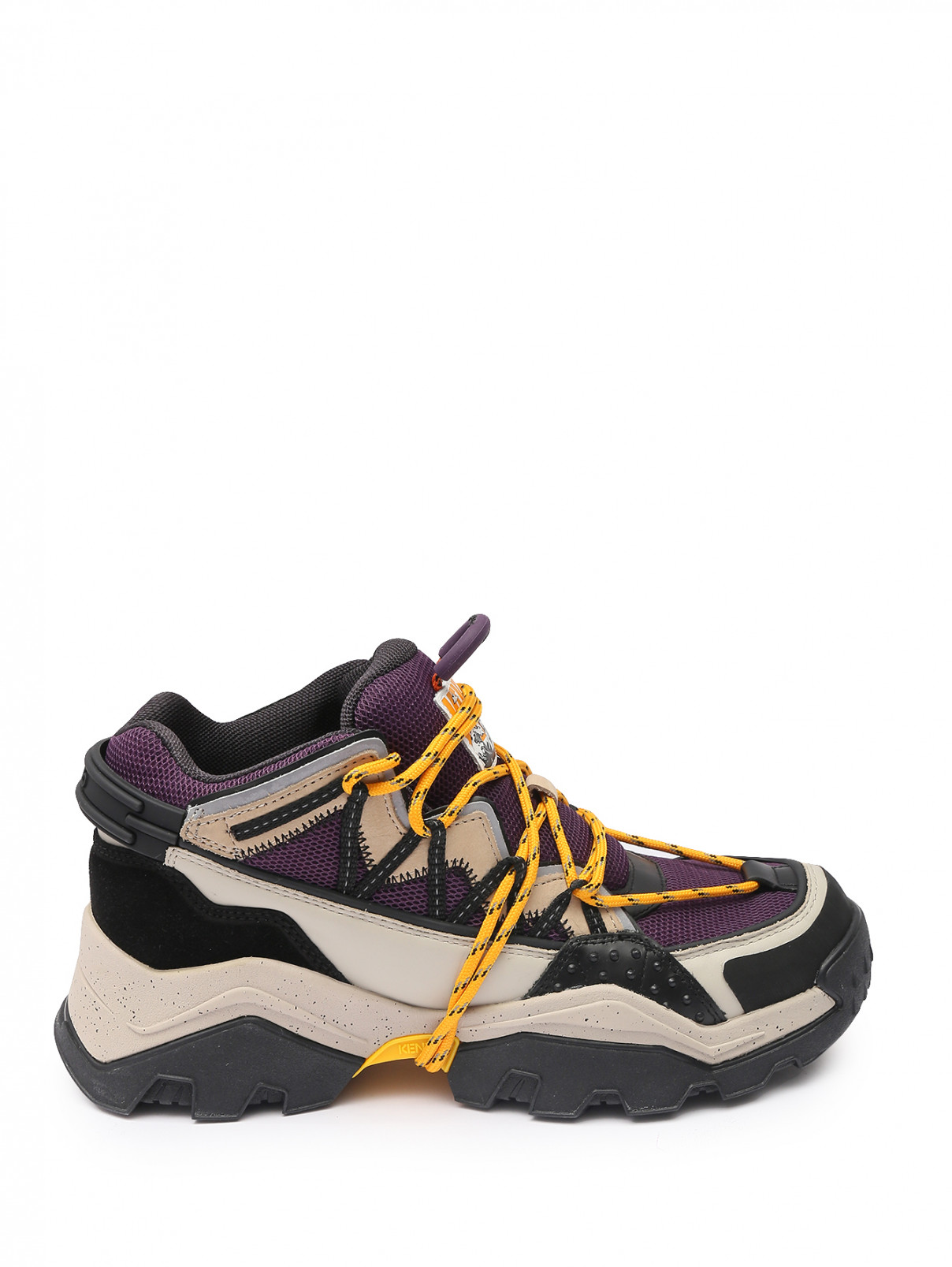 Комбинированные кроссовки с яркими шнурками Kenzo  –  Общий вид  – Цвет:  Мультиколор