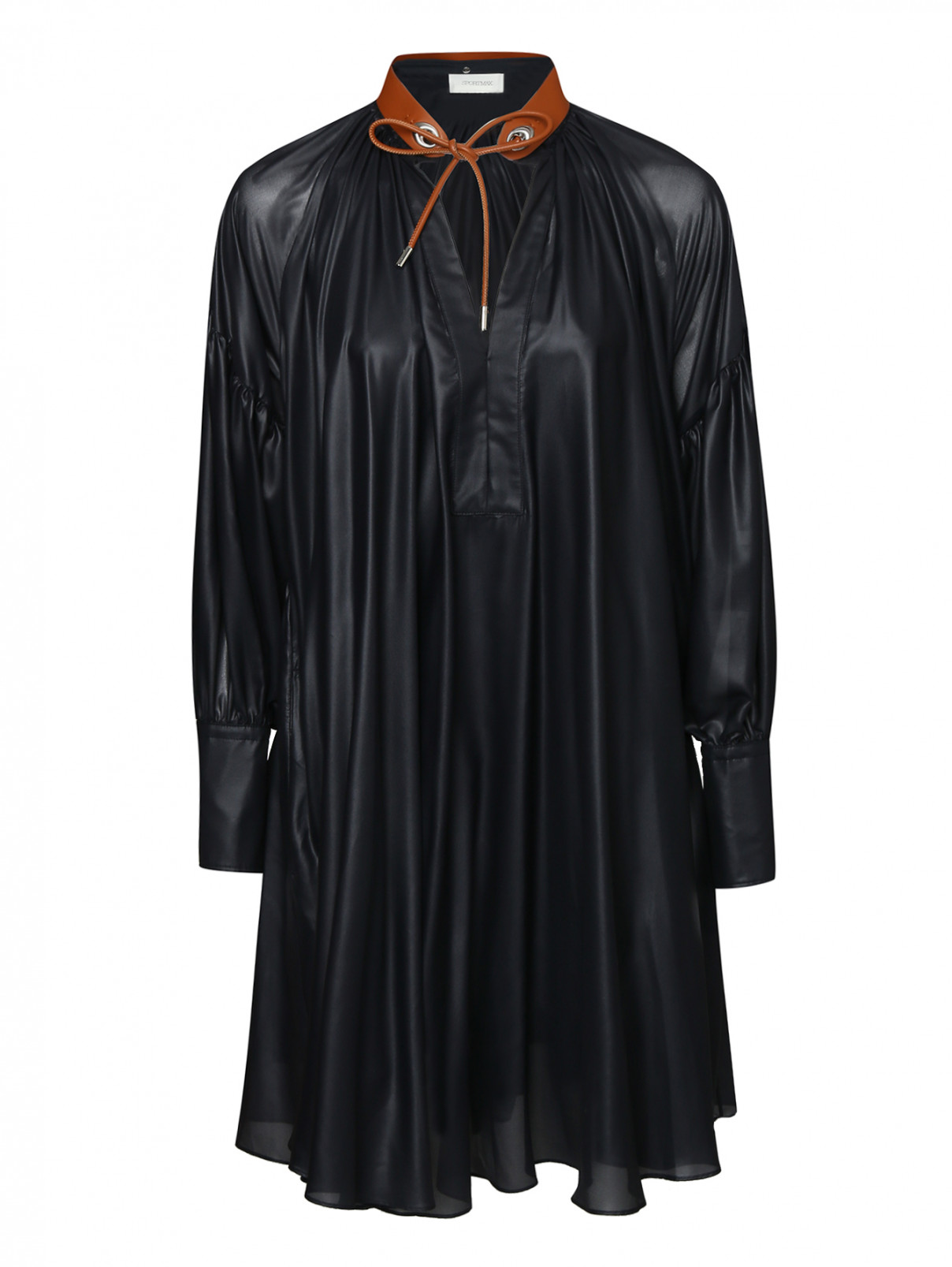 Платье свободного кроя с рисунком Sportmax  –  Общий вид  – Цвет:  Черный