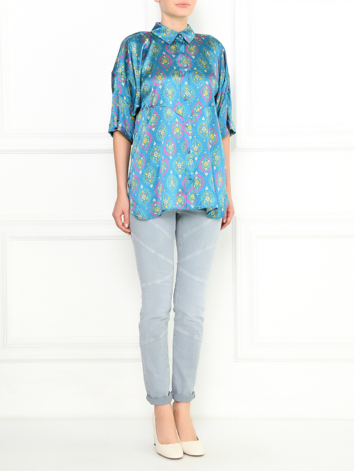Шелковая блуза с узором Iceberg  –  Модель Общий вид  – Цвет:  Узор