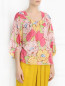 Блуза из шелка и хлопка с цветочным узором Moschino  –  Модель Верх-Низ