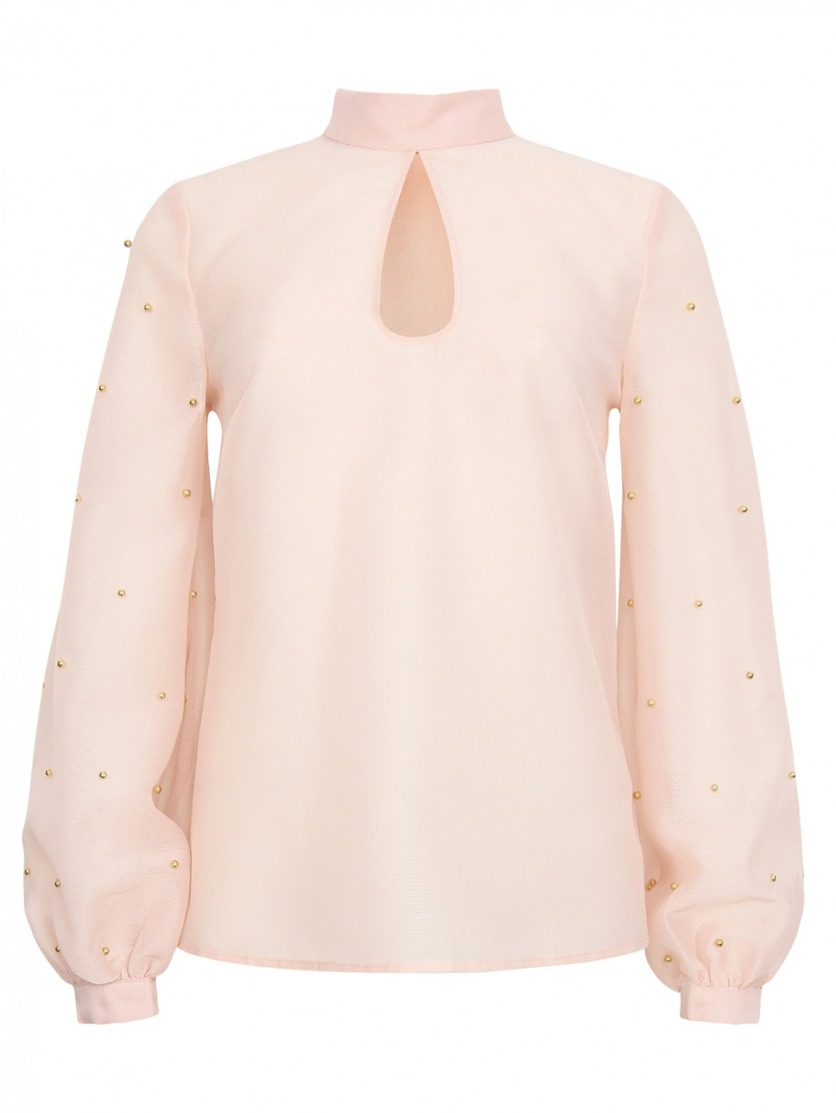 Блуза из полупрозрачной ткани с отделкой бусинами Keepsake  –  Общий вид  – Цвет:  Розовый