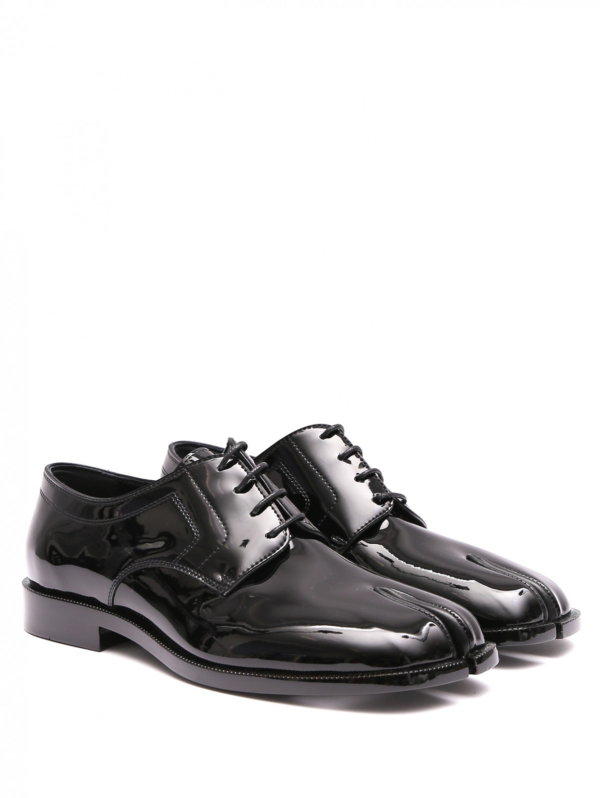 Ботинки Tabi из гладкой кожи на небольшом каблуке Maison Margiela  –  Общий вид  – Цвет:  Черный