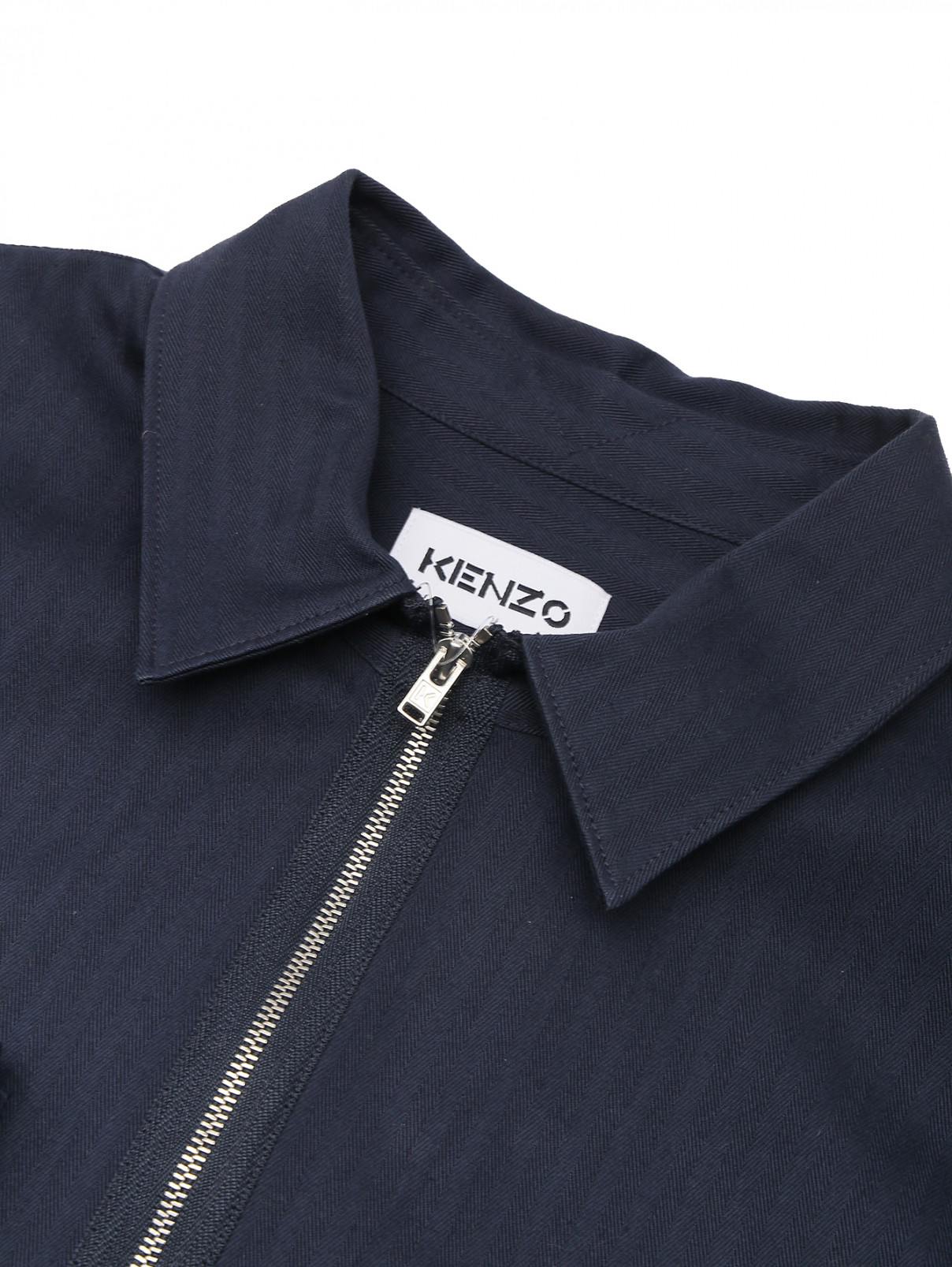 Рубашка из хлопка на молнии Kenzo  –  Деталь  – Цвет:  Синий