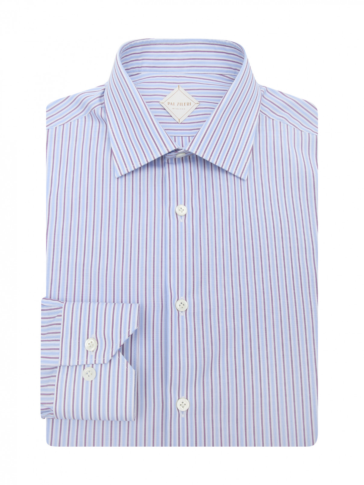 Рубашка из хлопка с узором "полоска" Pal Zileri  –  Общий вид  – Цвет:  Узор