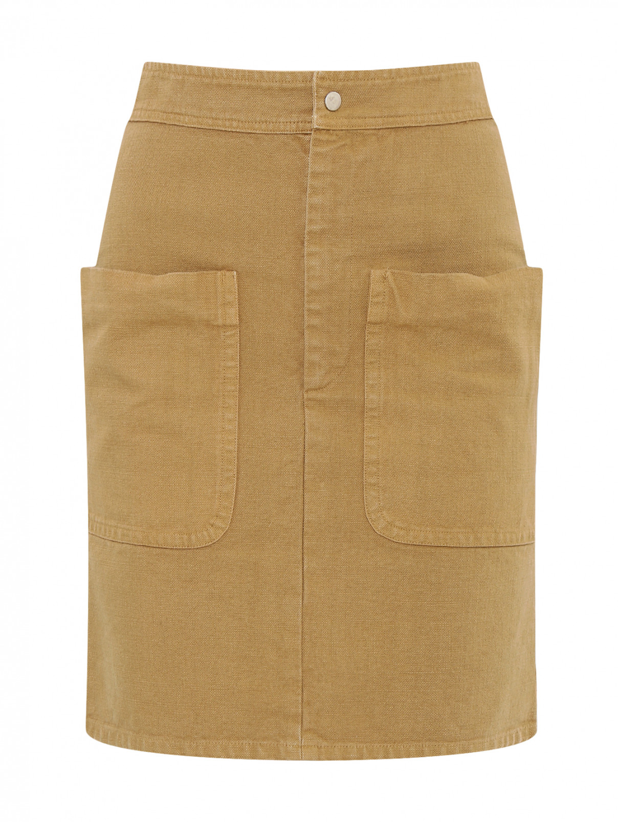 Юбка-мини из хлопка с накладными карманами Isabel Marant  –  Общий вид  – Цвет:  Бежевый