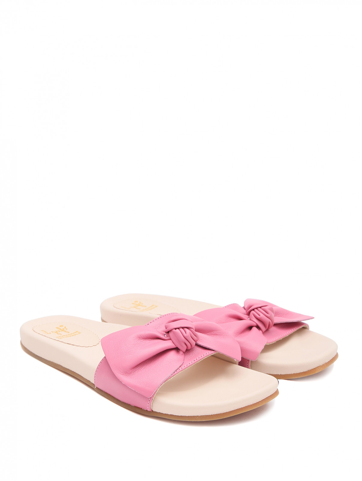 Кожаные сандалии с бантом Il Gufo  –  Общий вид  – Цвет:  Розовый