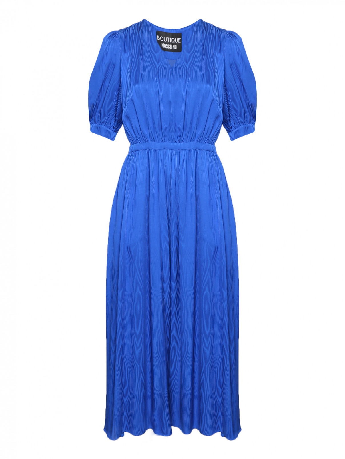 Платье-миди с узором Moschino Boutique  –  Общий вид  – Цвет:  Синий