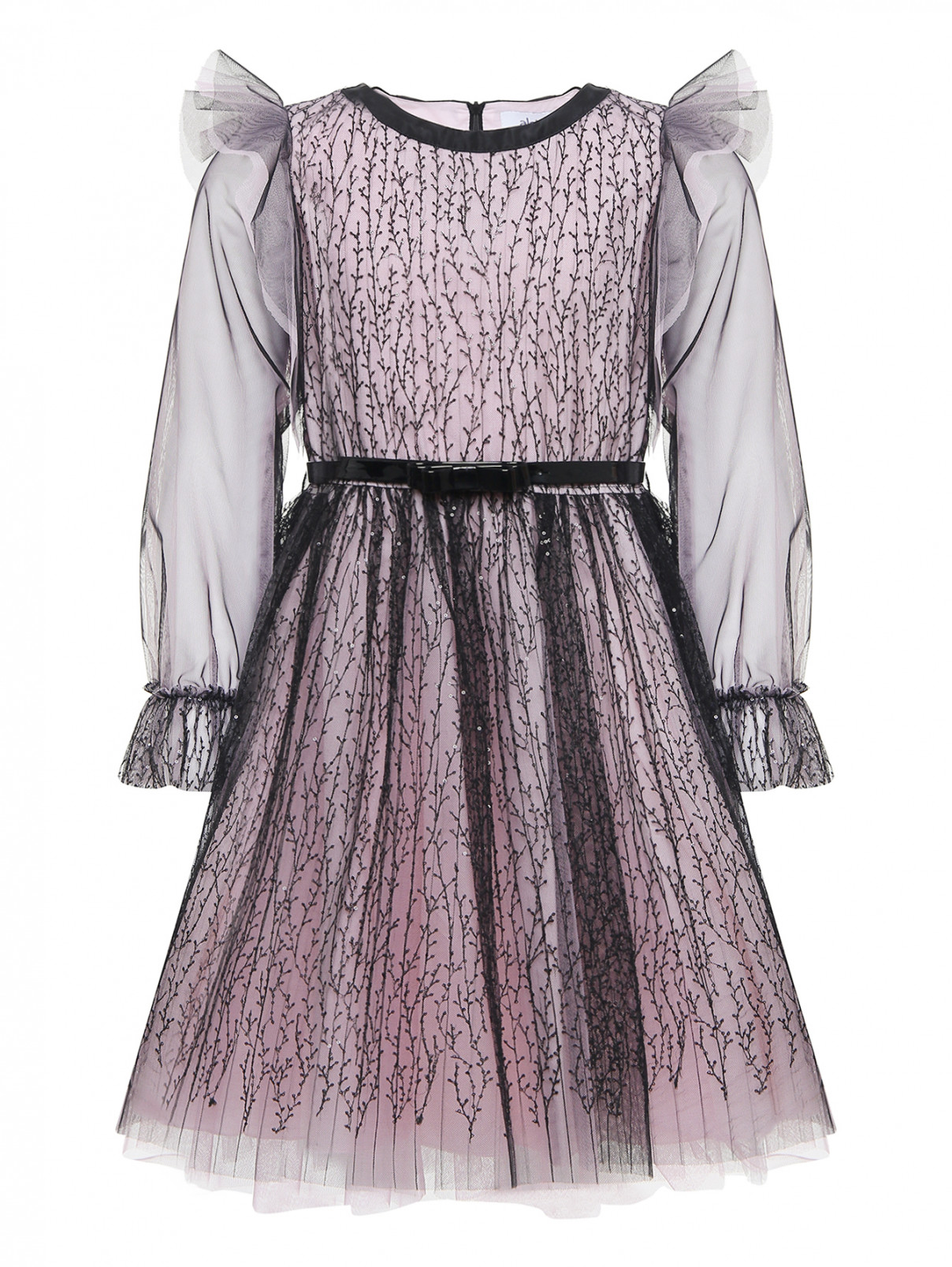 Платье с длинным рукавом и поясом Aletta Couture  –  Общий вид  – Цвет:  Розовый