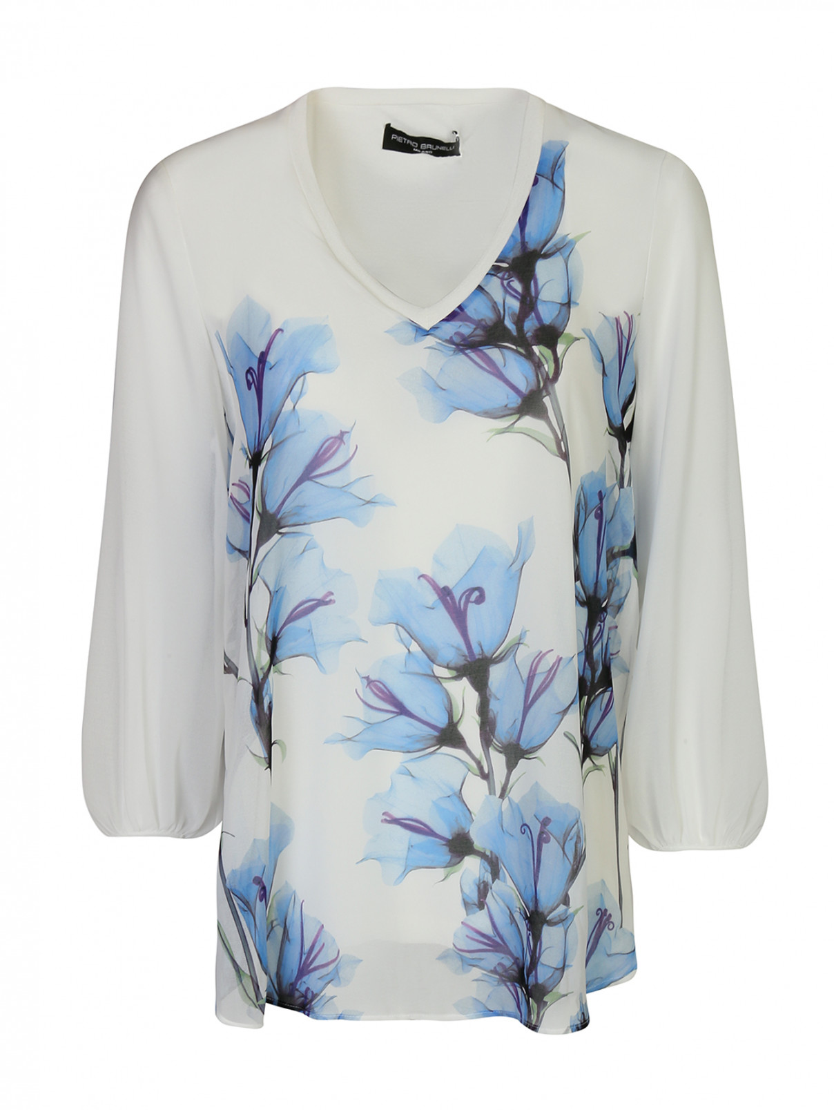 Блуза из вискозы с цветочным принтом Pietro Brunelli  –  Общий вид  – Цвет:  Мультиколор