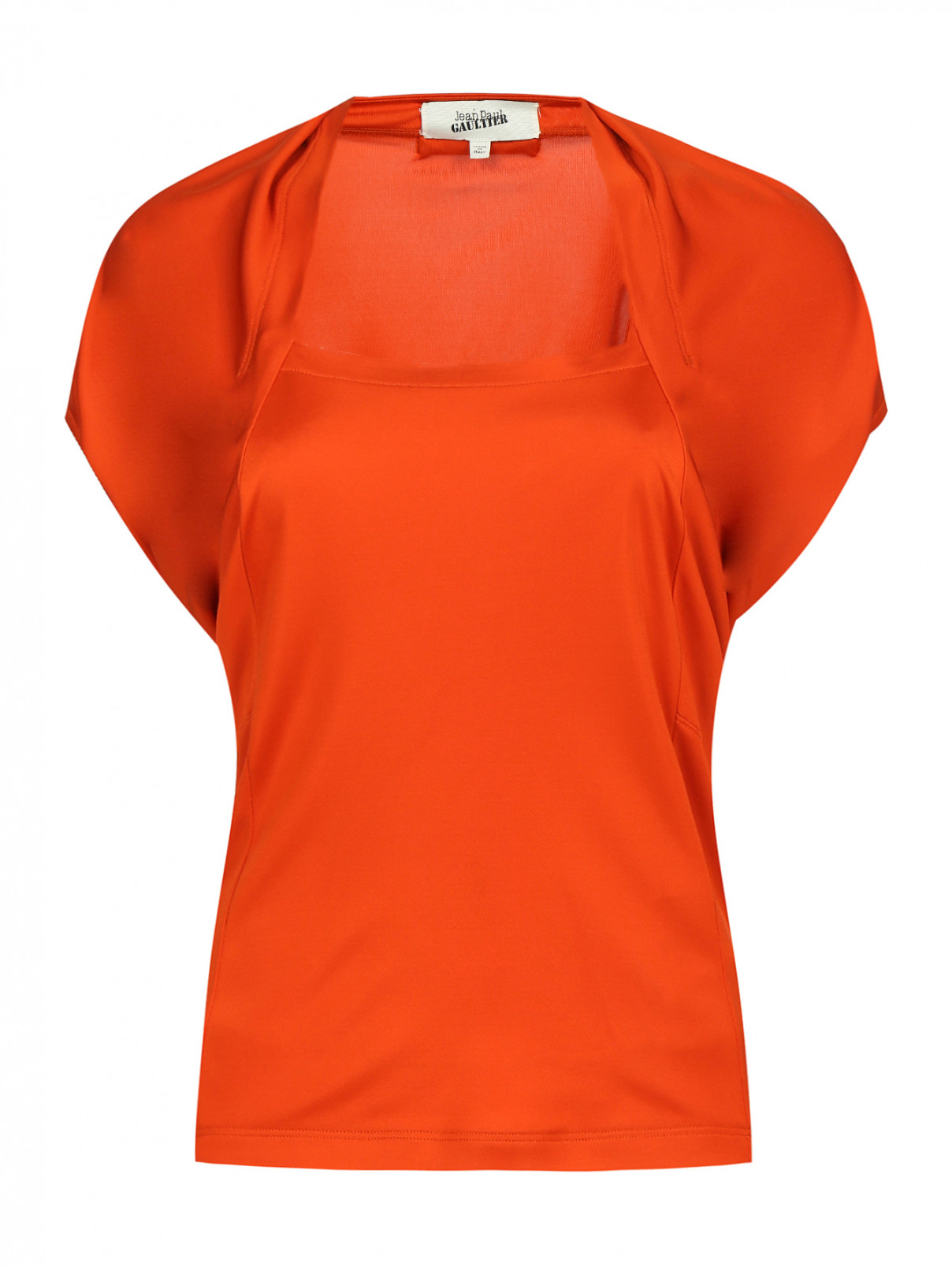 Топ с короткими рукавами и драпировкой Jean Paul Gaultier  –  Общий вид  – Цвет:  Оранжевый