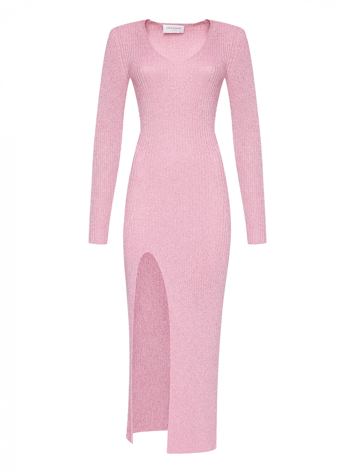 Платье-миди с разрезом Ermanno Firenze  –  Общий вид  – Цвет:  Розовый