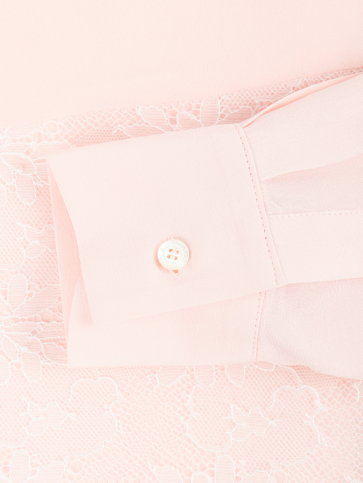Блуза из шелка с узором и кружевом Paul&Joe  –  Деталь1  – Цвет:  Розовый