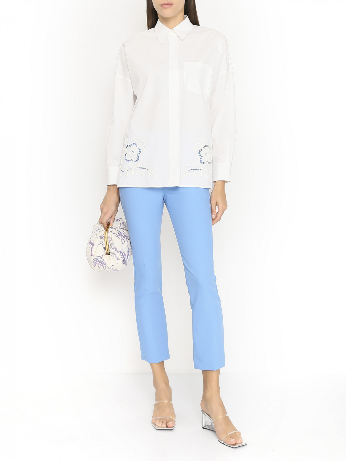 Укороченные брюки с карманами Weekend Max Mara  –  МодельОбщийВид  – Цвет:  Синий