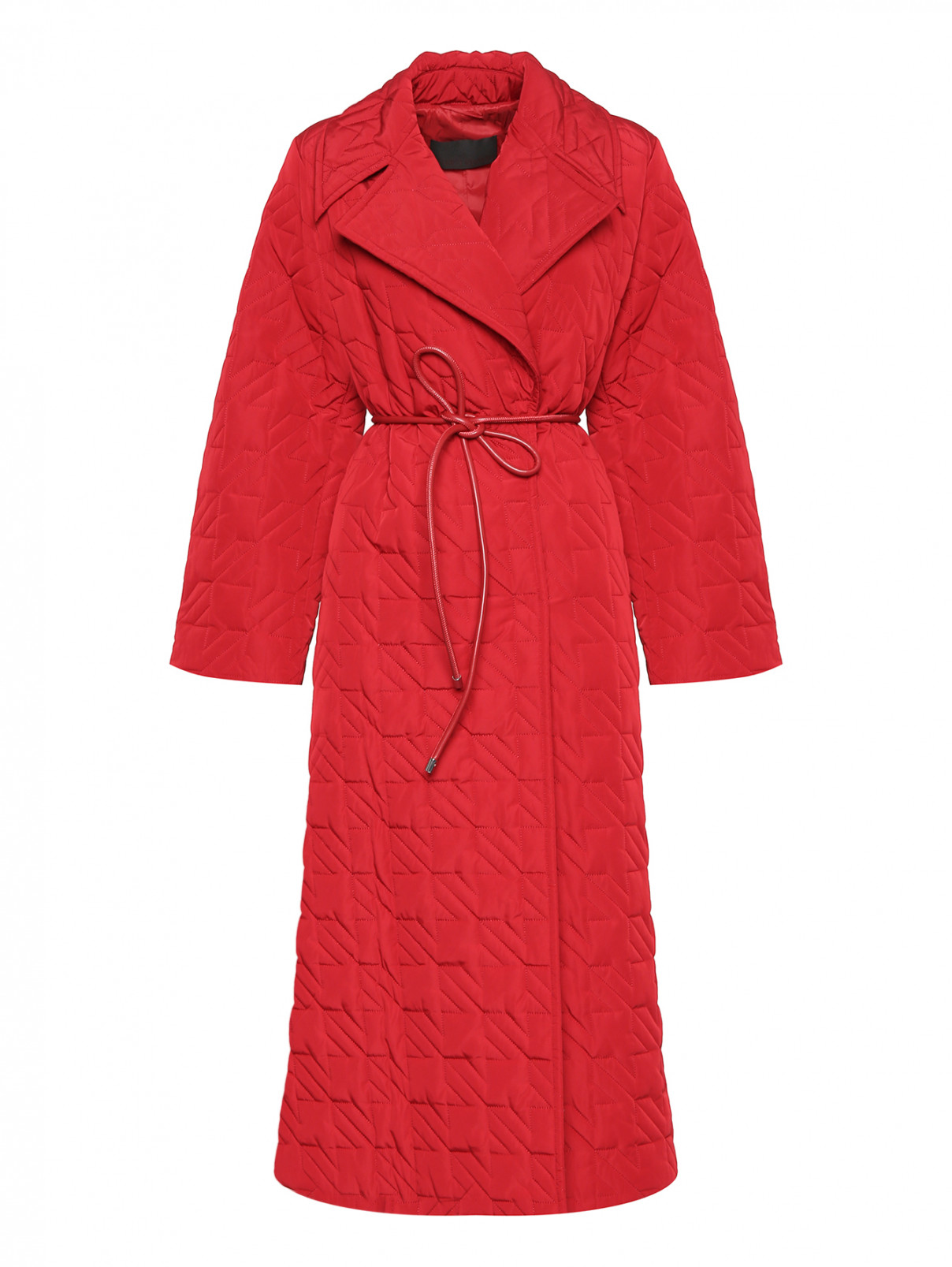 Стеганое пальто с поясом Marina Rinaldi  –  Общий вид  – Цвет:  Красный