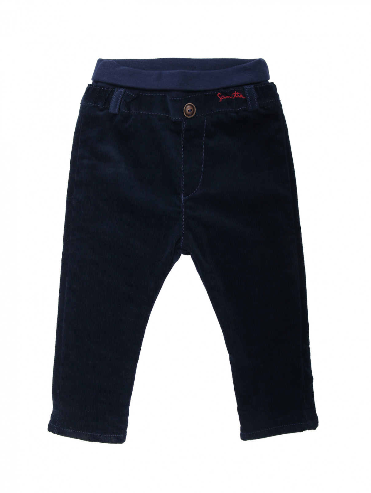 Вельветовые брюки на резинке Sanetta  –  Общий вид  – Цвет:  Синий