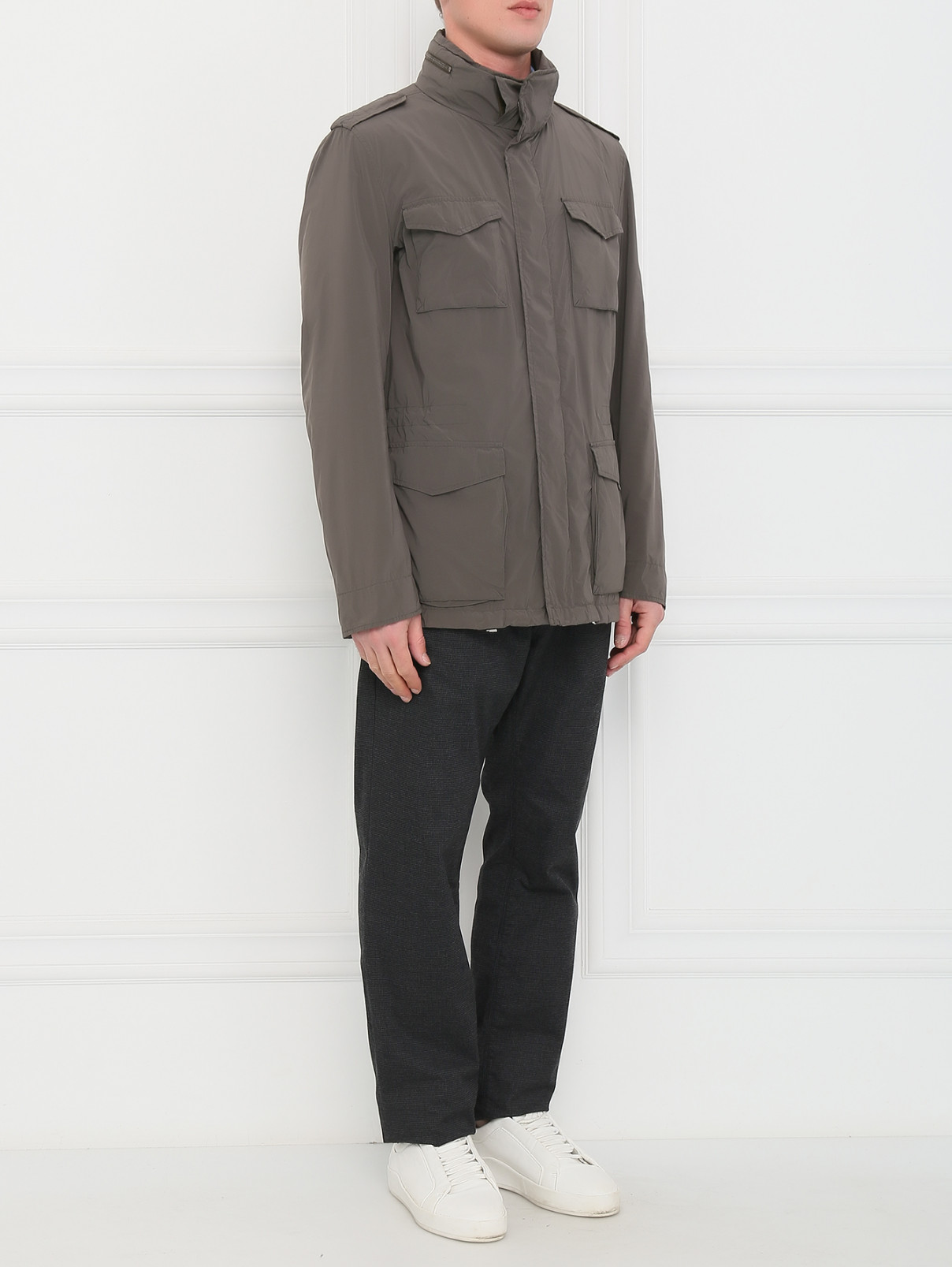 Куртка на молнии с накладными карманами Herno  –  Модель Общий вид  – Цвет:  Зеленый