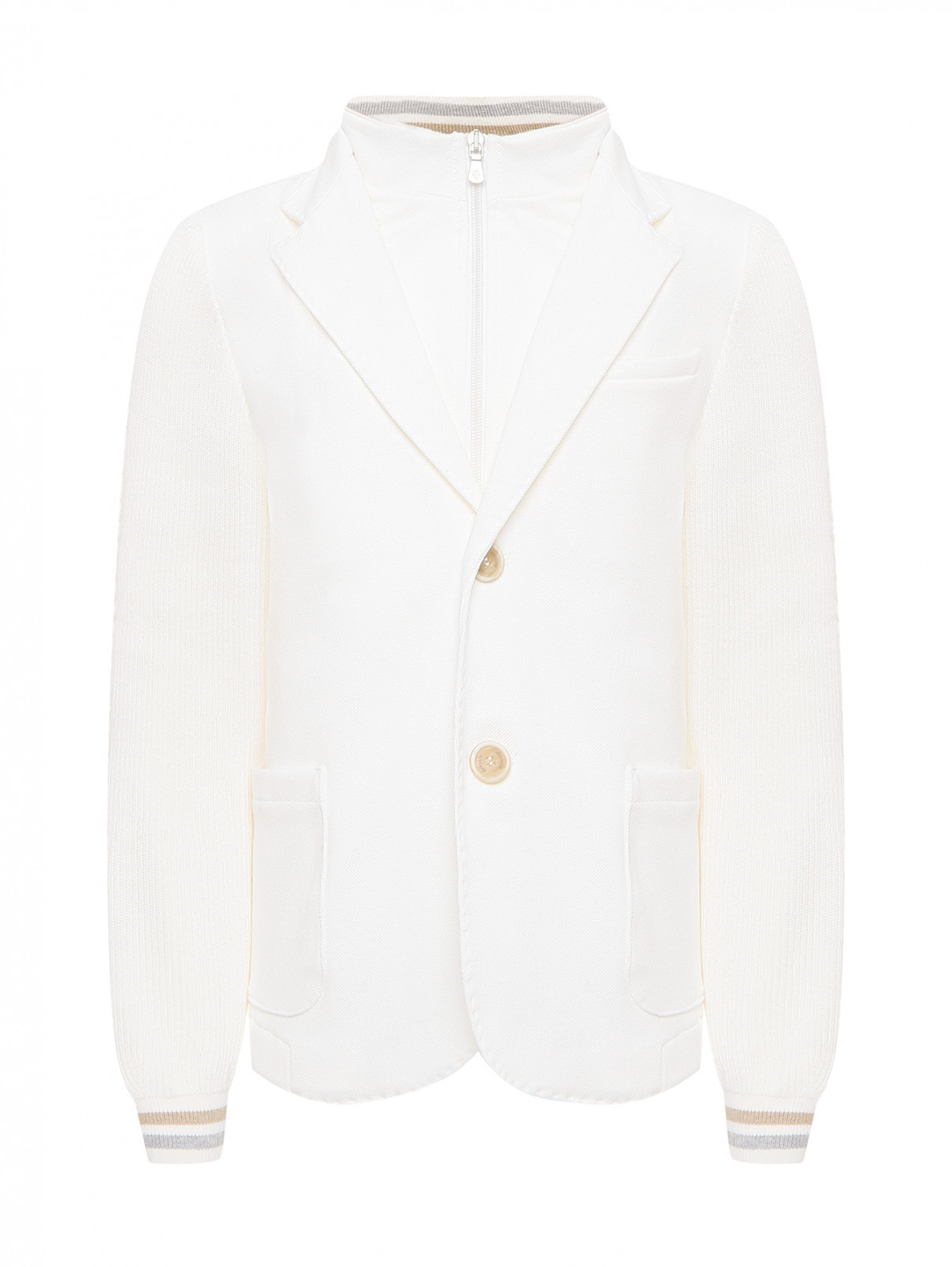 Пиджак на молнии и пуговицах Eleventy  –  Общий вид  – Цвет:  Белый