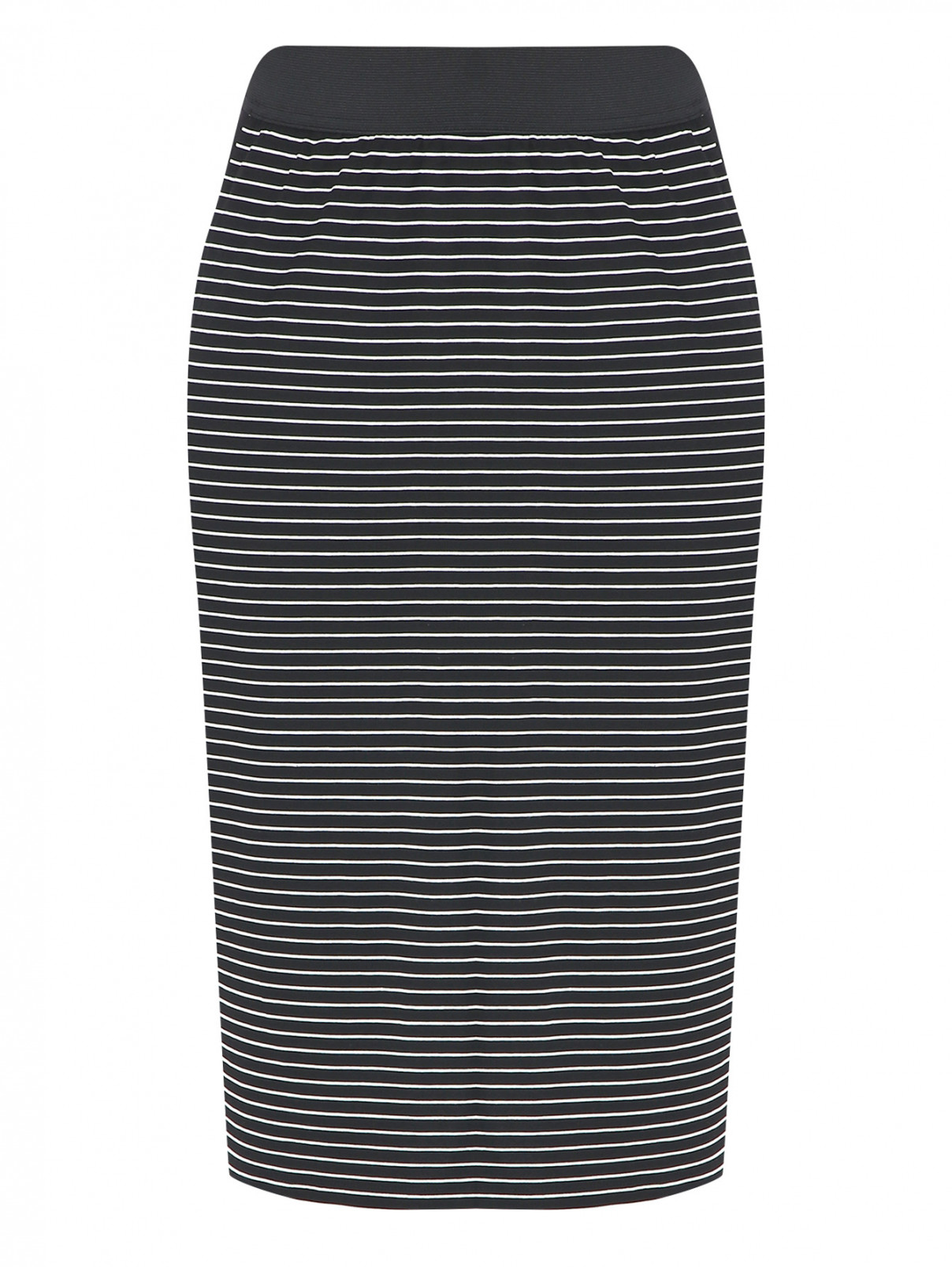 Трикотажная юбка с узором полоска Elena Miro  –  Общий вид  – Цвет:  Черный