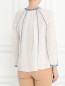 Блуза из хлопка декорированная пайетками и вышивкой Joie  –  Модель Верх-Низ1